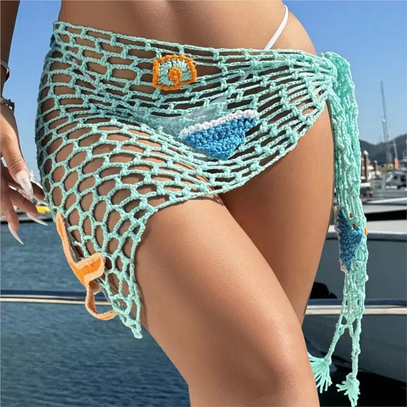Women's Mesh Cutout Bathing Suit Cover Up Sexy Knit Beach Dress Secondary image
