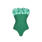 Women's 2 Piece Laser Flower Bandeau Bikini Set Push Up Swimsuit