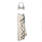 Women's 3 Piece Micro Bikini Set With Long Skirt Beachwear Cover Up