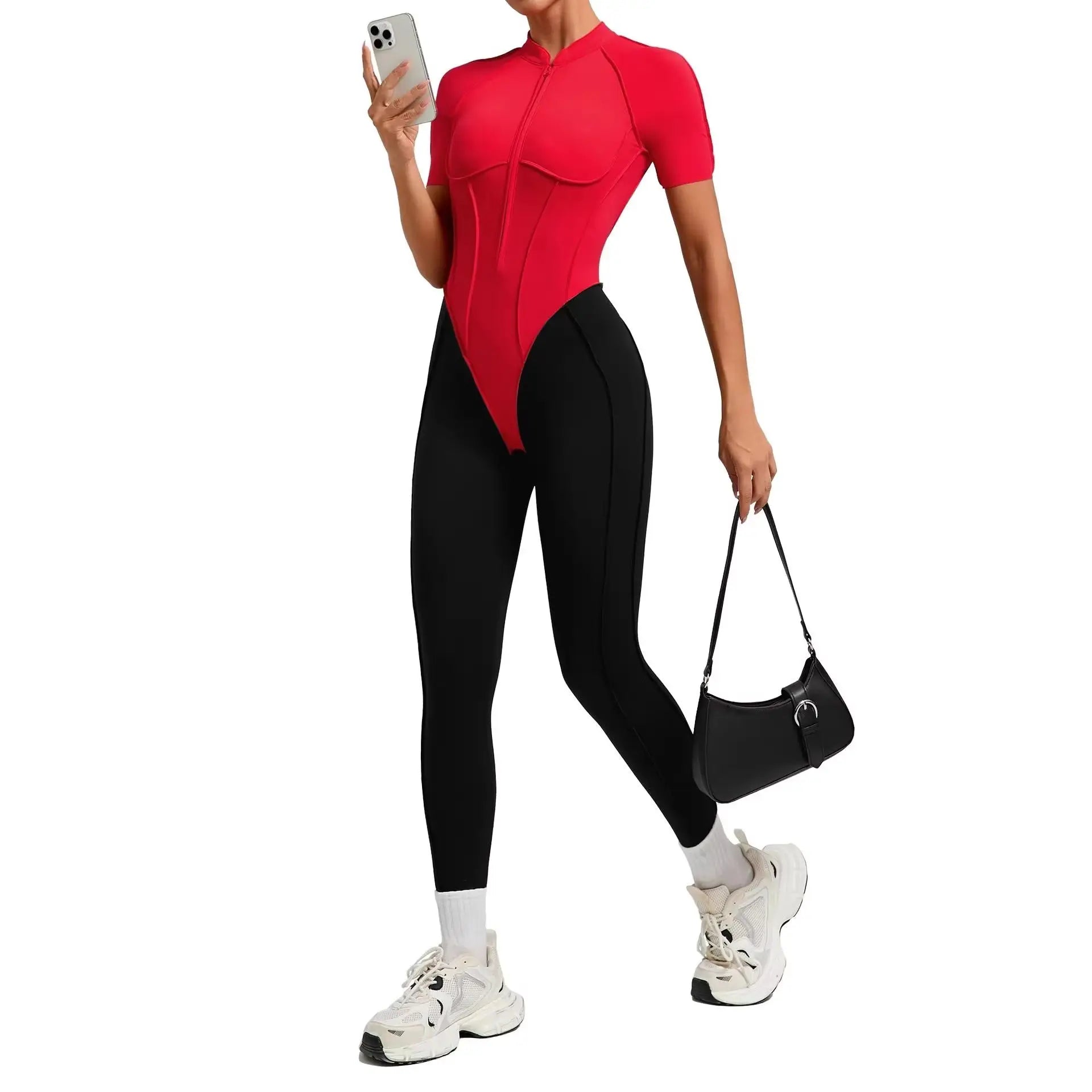 Women's One Piece Yoga Jumpsuit Short Sleeve Push Up Training Bodysuit Secondary image