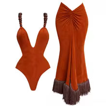 Halter Bandeau Bikini Set Women's Sexy Push Up Swimsuit Long Skirt Beachwear Main image