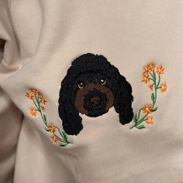 Women's Custom Dog Portrait Embroidered Sweatshirt Pullover