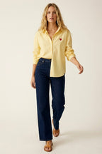 Yellow Button-Down Shirt with Heart Detail