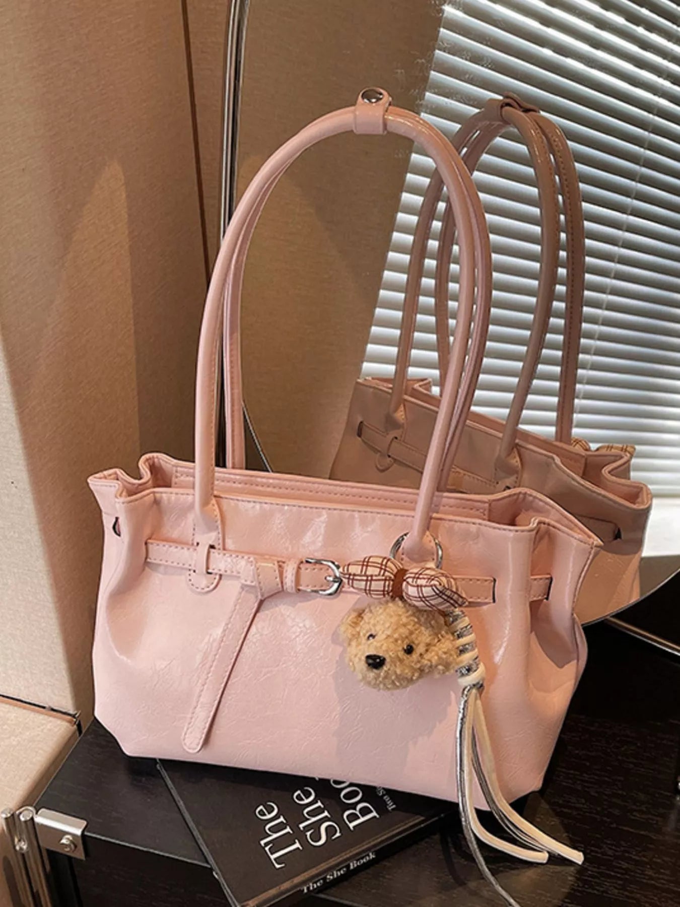 Leather Shoulder Bag with Dog Charm Secondary image