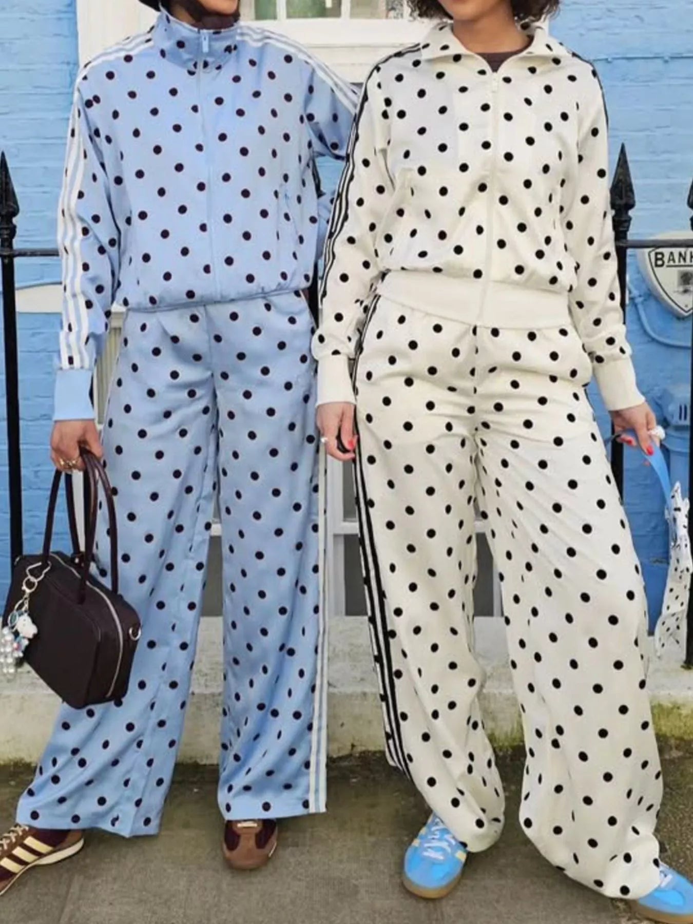 Polka Dot Side Striped Outerwear and Pants Set Secondary image