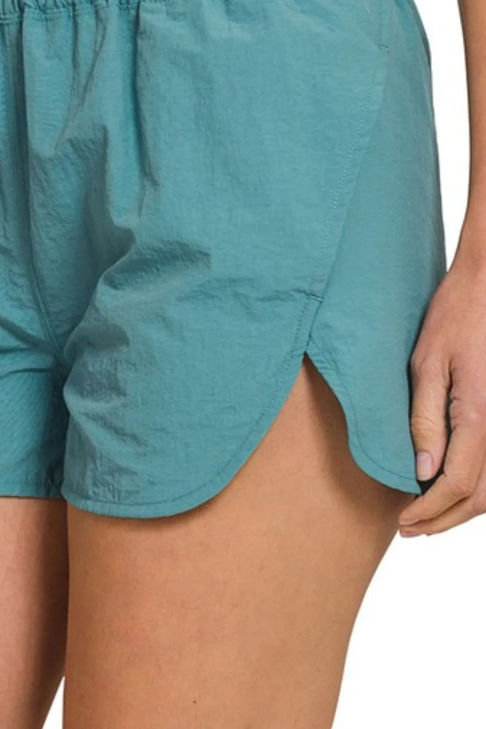 Zenana Windbreaker Smocked Waistband Running Shorts Secondary image