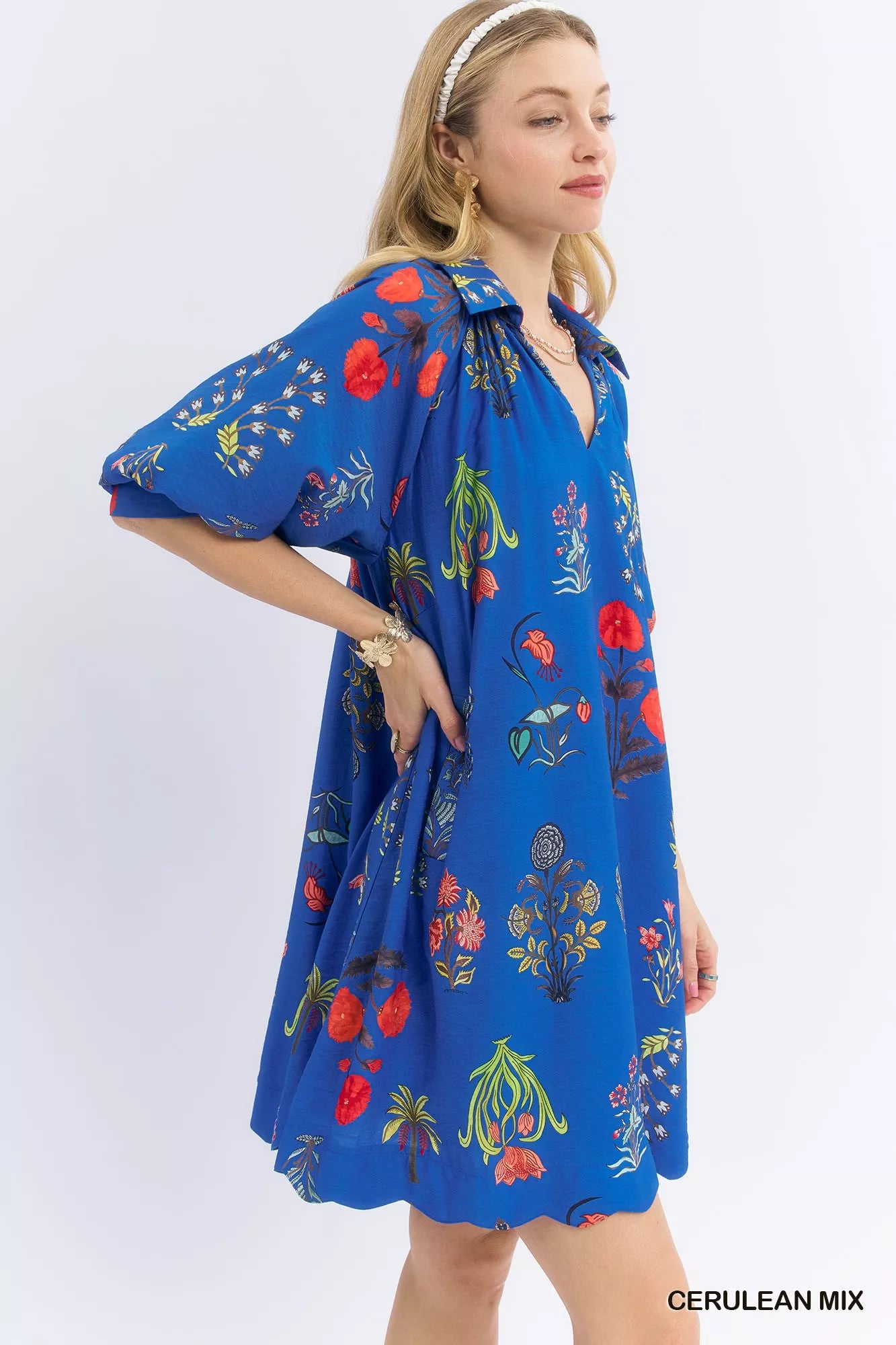 Umgee Floral Encyclopedia Print Mini Dress Secondary image