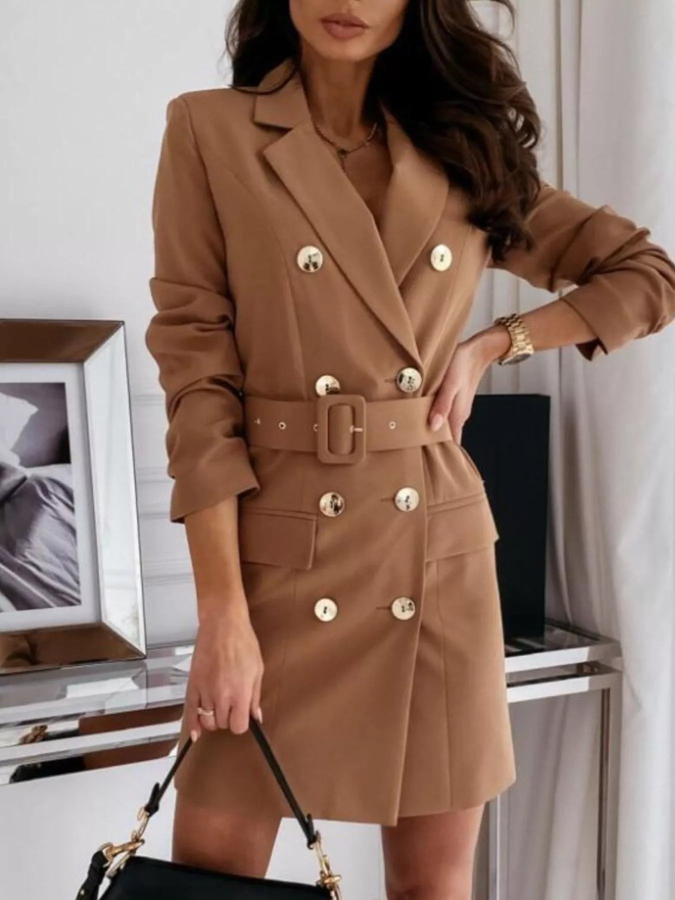 Double-Breasted Belted Blazer Dress Secondary image