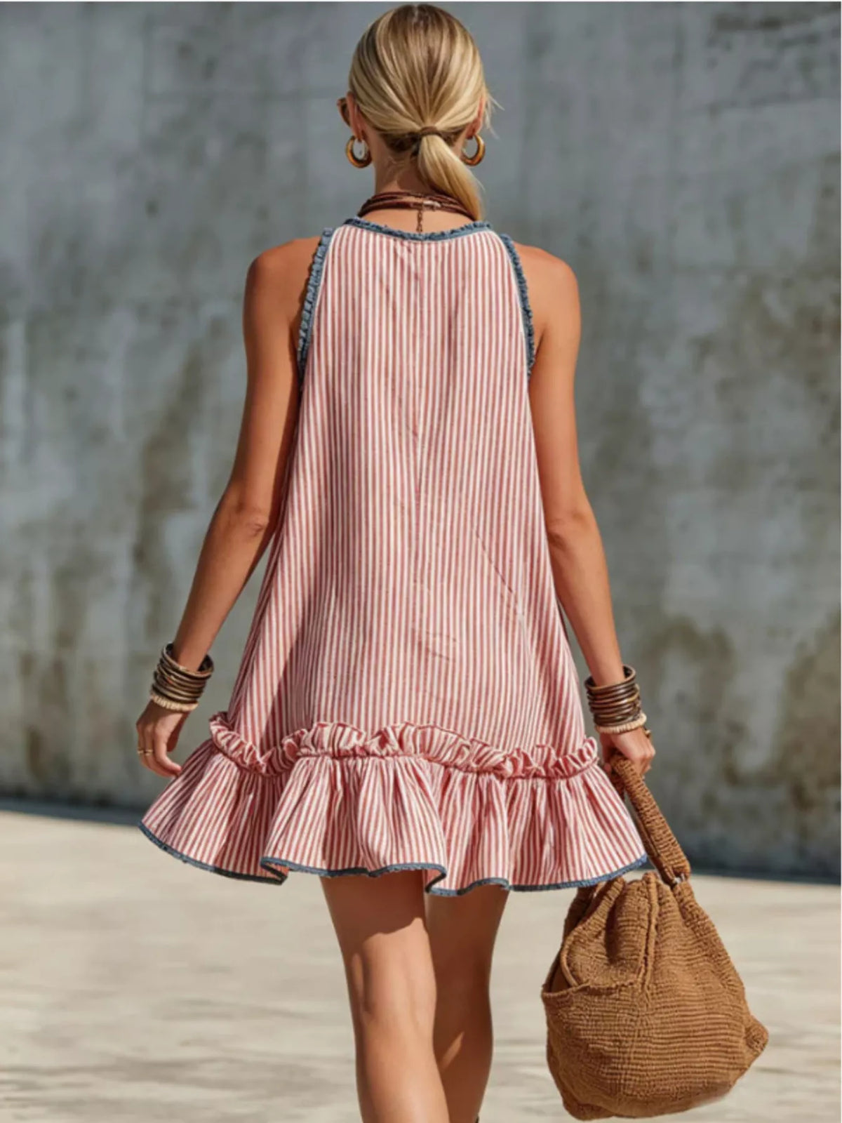 Striped Ruffle Hem Mini Dress - photo 4