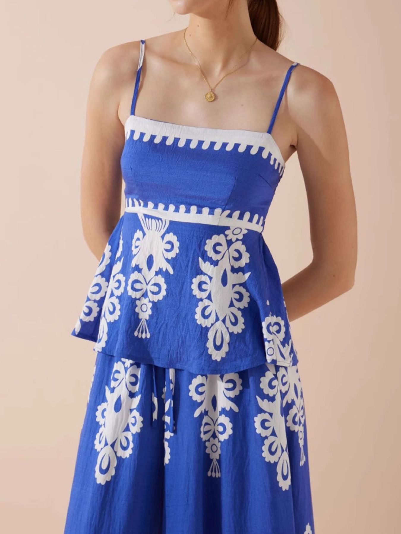 Printed Cami and Wide Leg Pants Set Secondary image