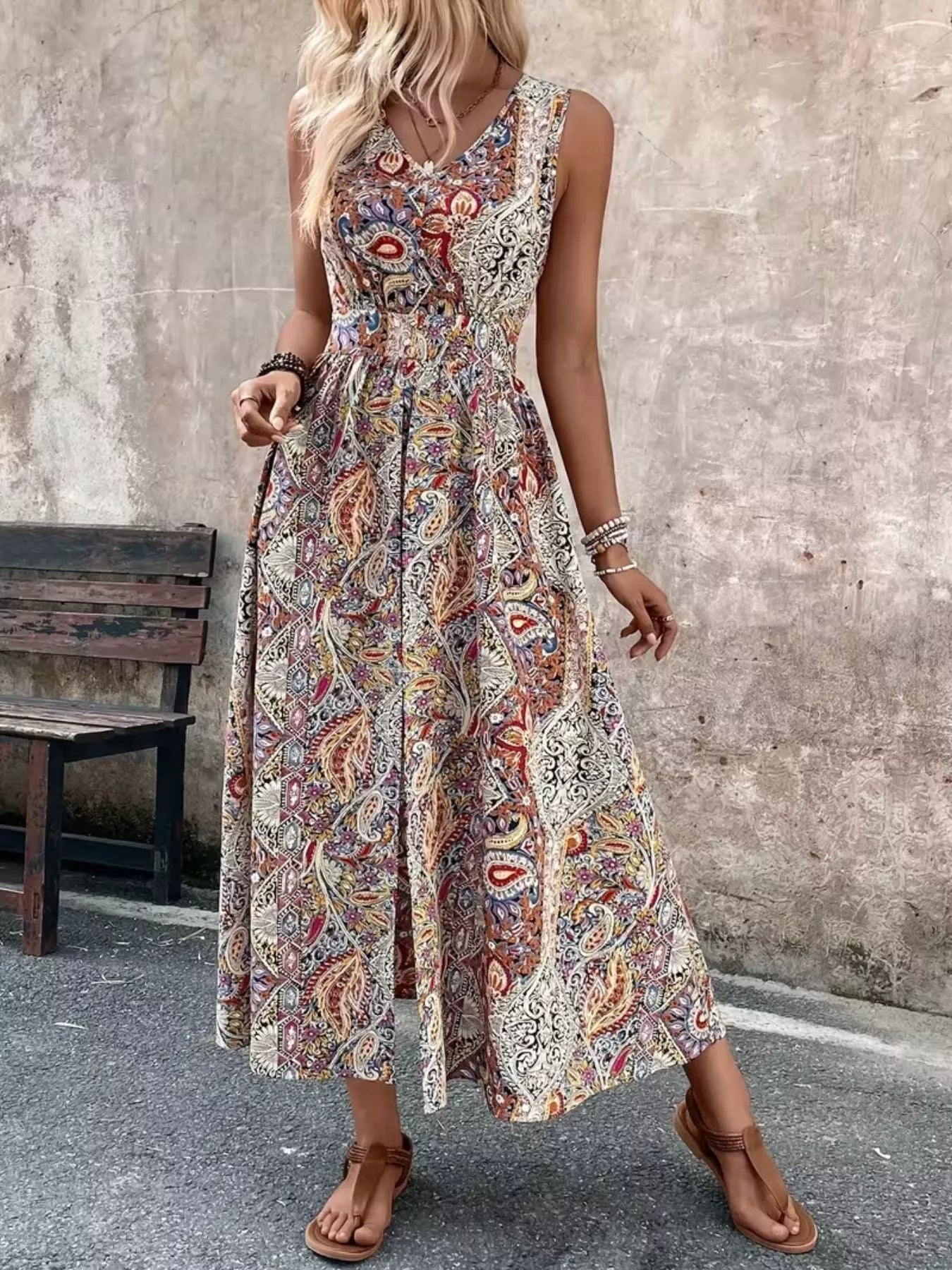 Paisley Print Sleeveless Romper Secondary image