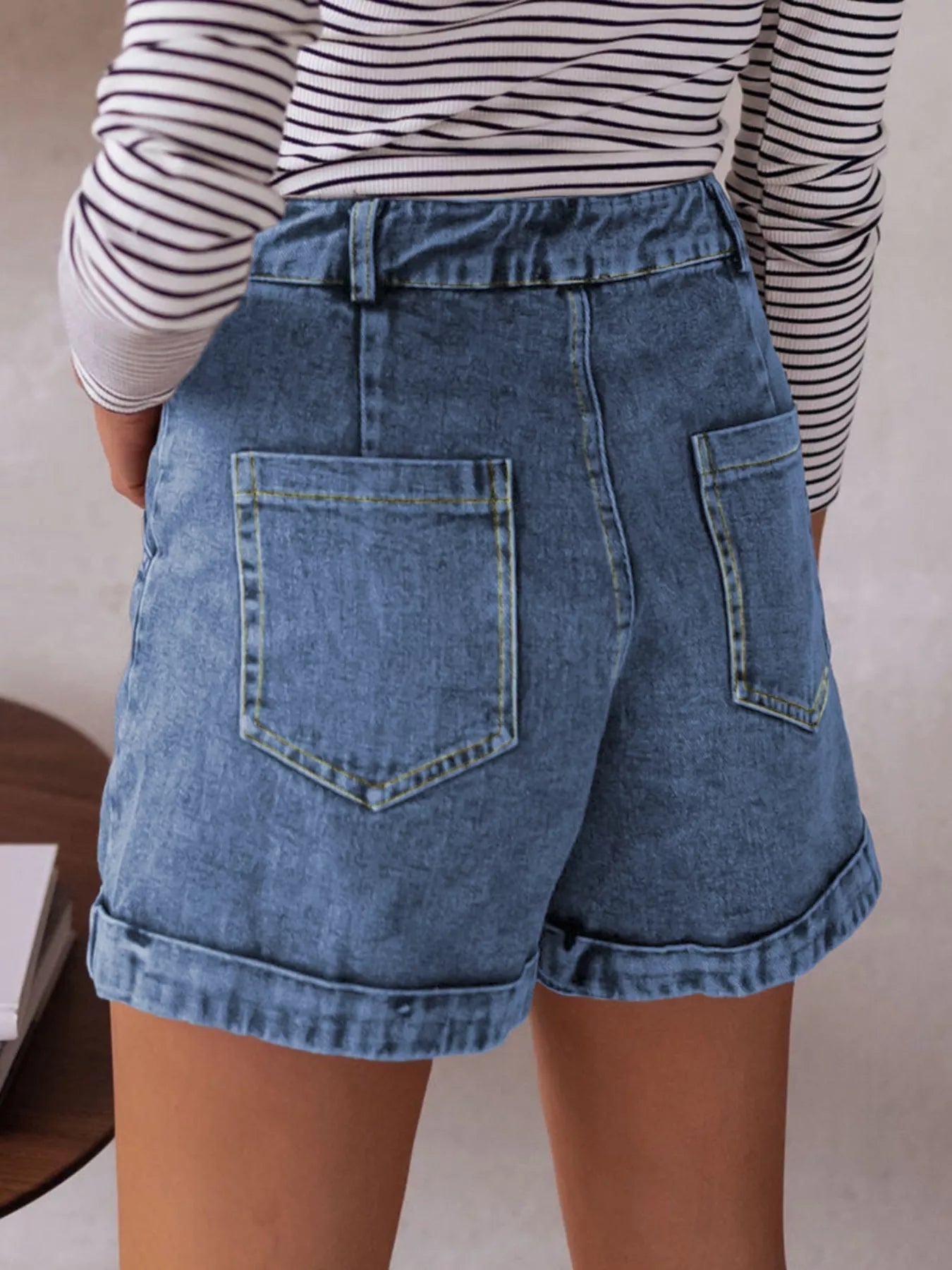High-Waisted Denim Shorts Secondary image