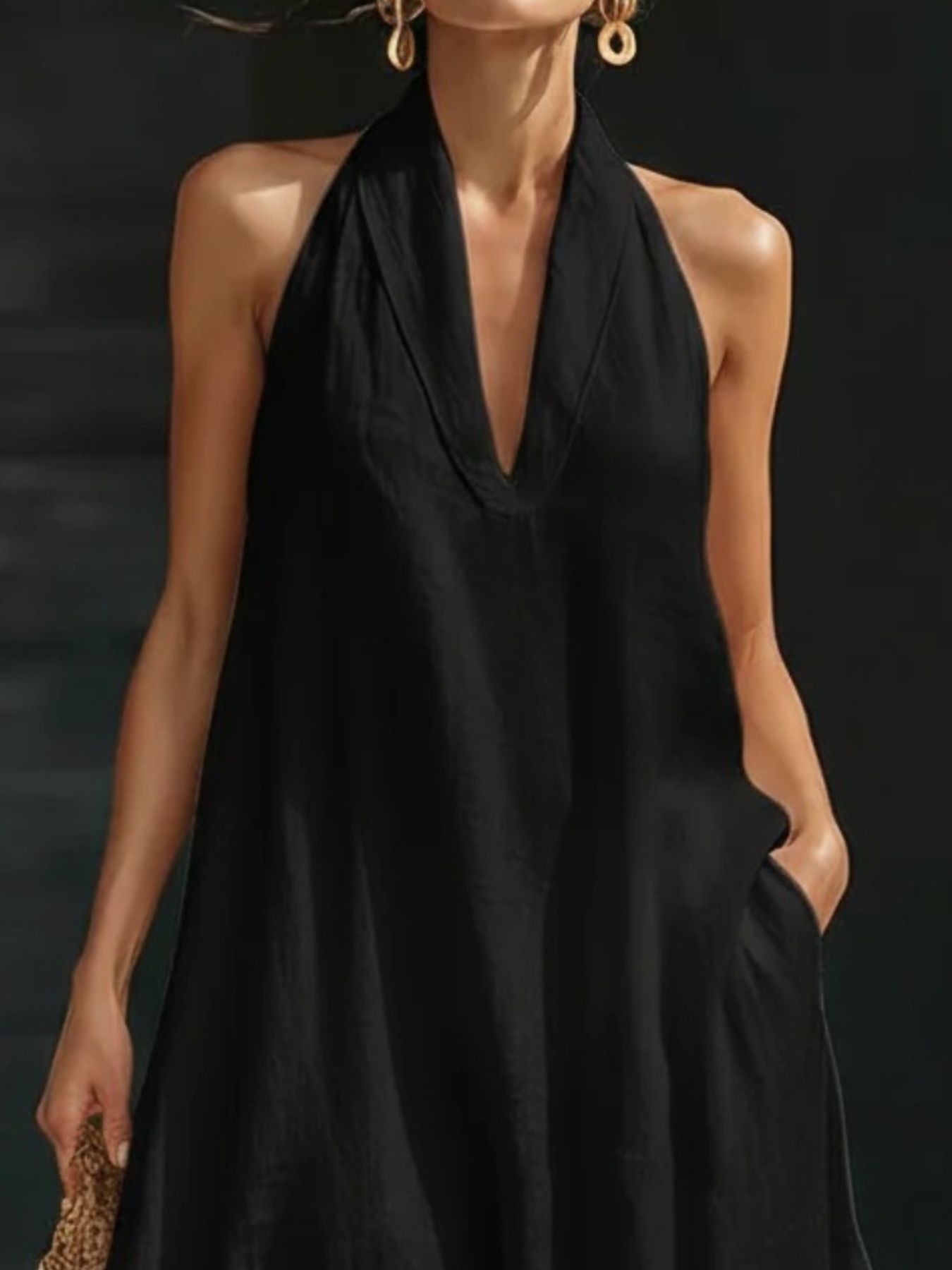 Halter Neck Maxi Dress with Pockets Secondary image