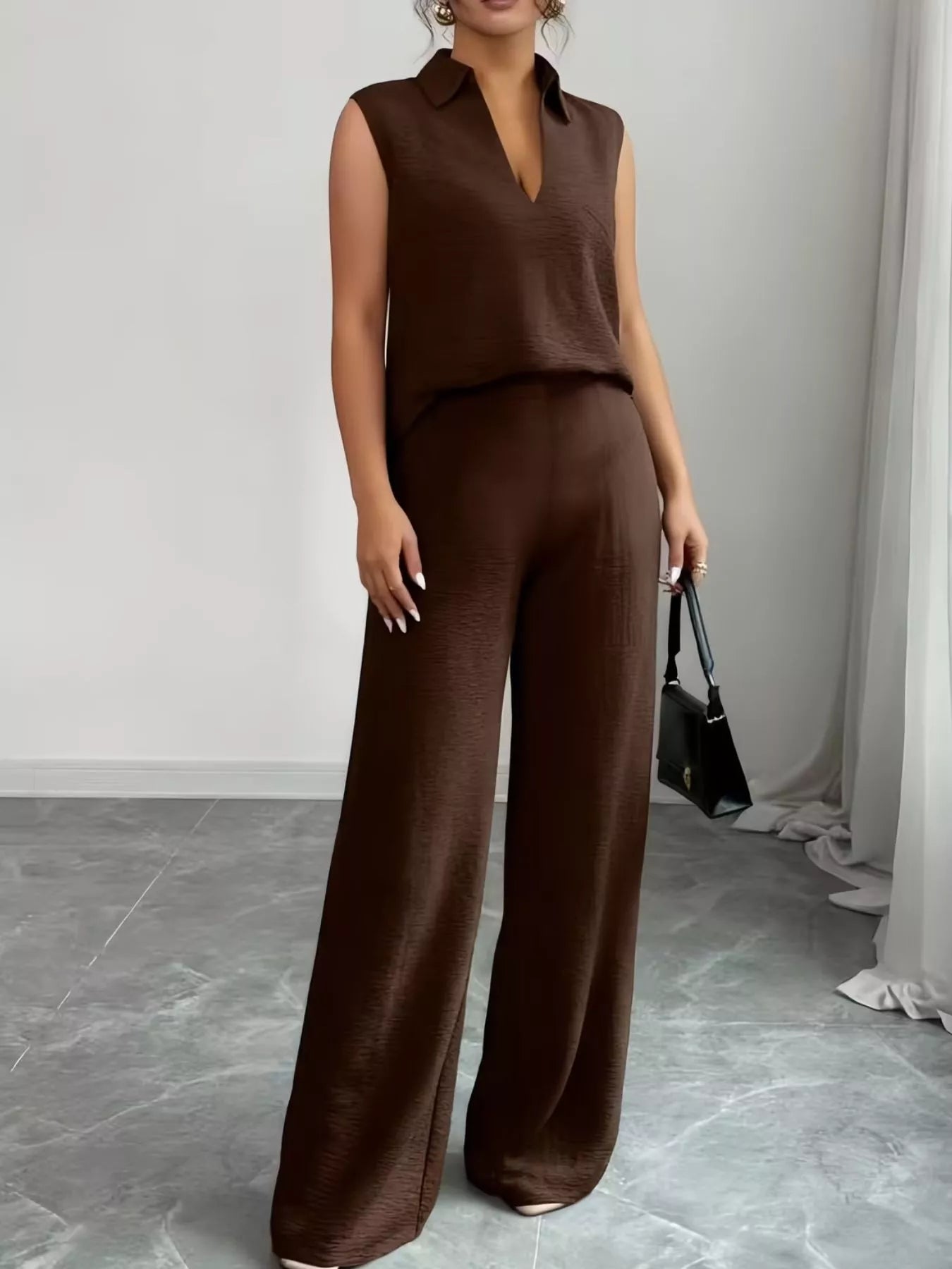 Sleeveless Top and Wide Leg Pants Set Secondary image