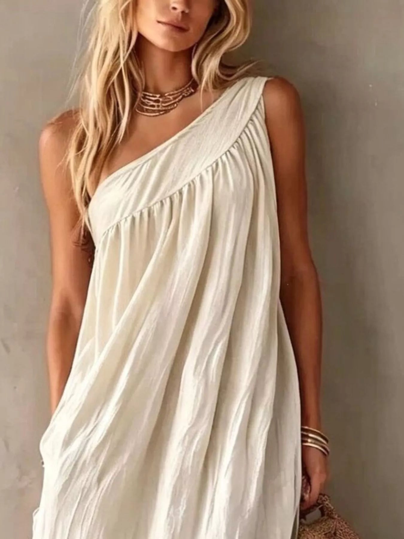Full Size One-Shoulder Maxi Dress Plus Size Secondary image