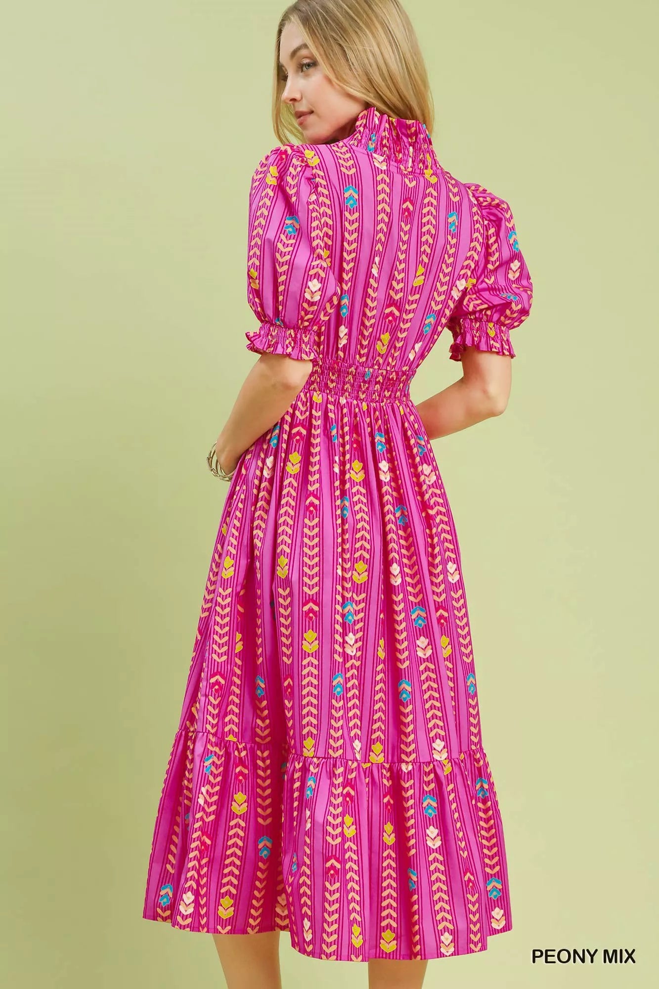 Umgee Vibrant Ruffle Smocked Midi Dress Secondary image