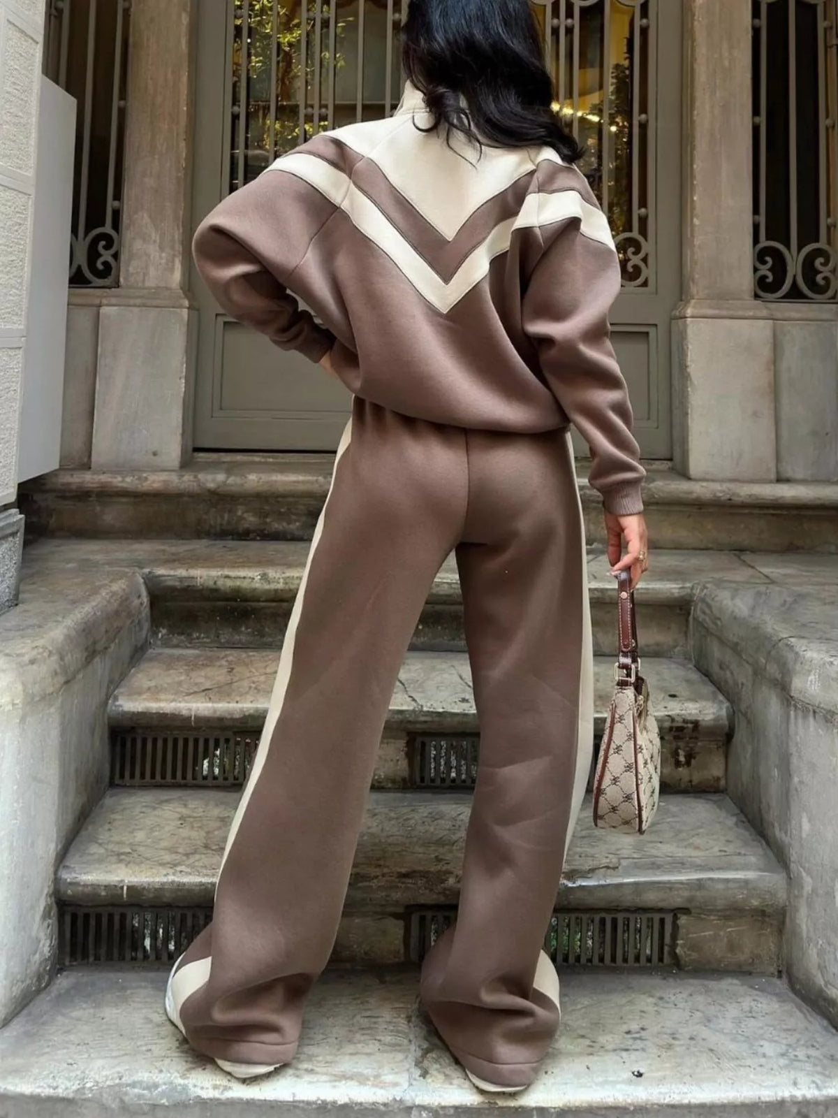 Color Block Zip-Up Outerwear and Pants Set - photo 10