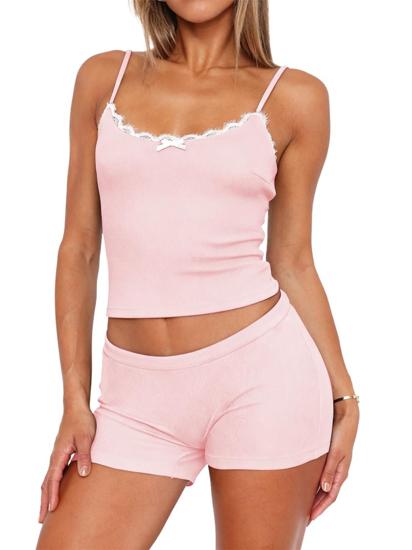 Contrast Trim Cami and Shorts Set Secondary image