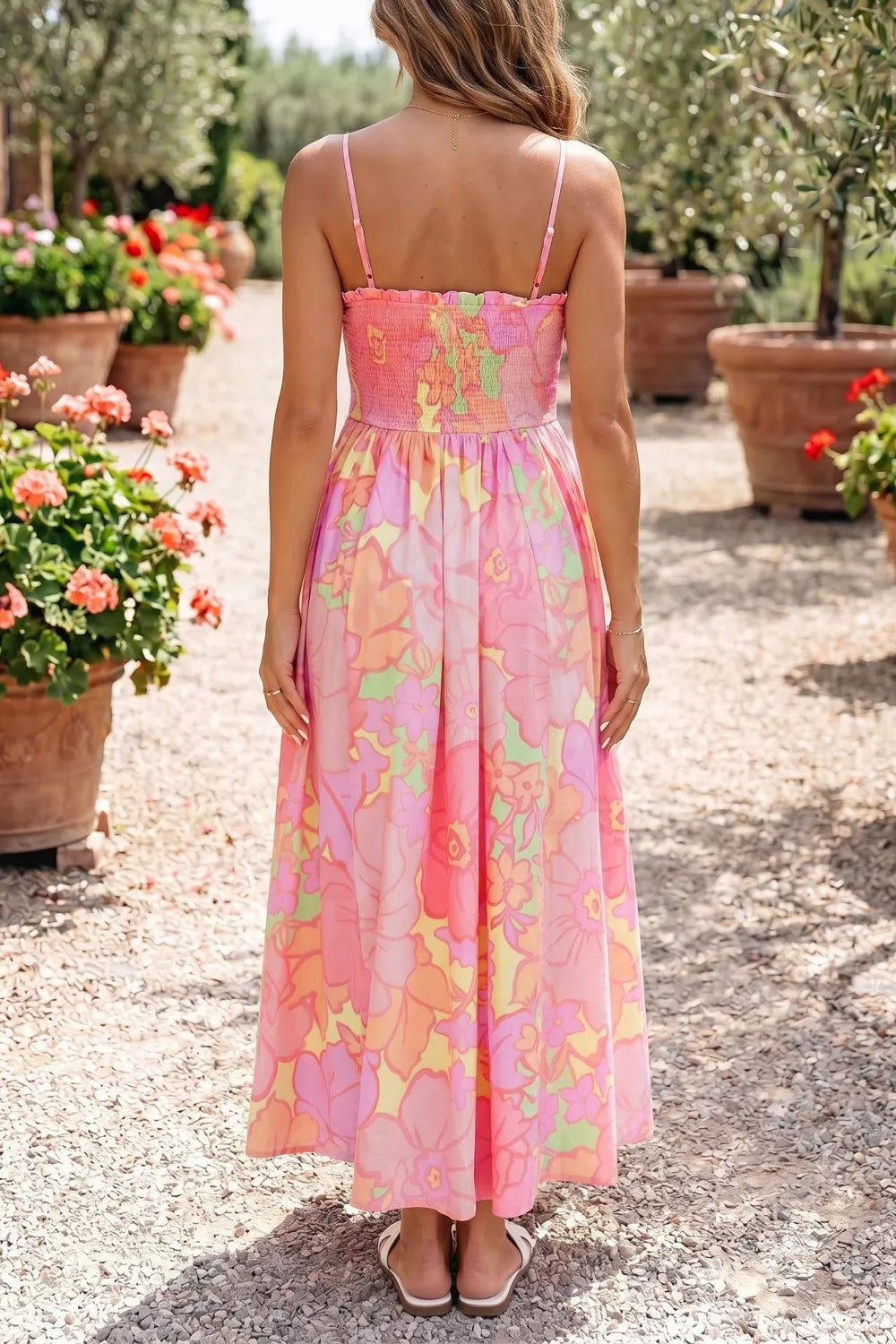 Spaghetti Straps Floral Shirred High Waist Dress Secondary image