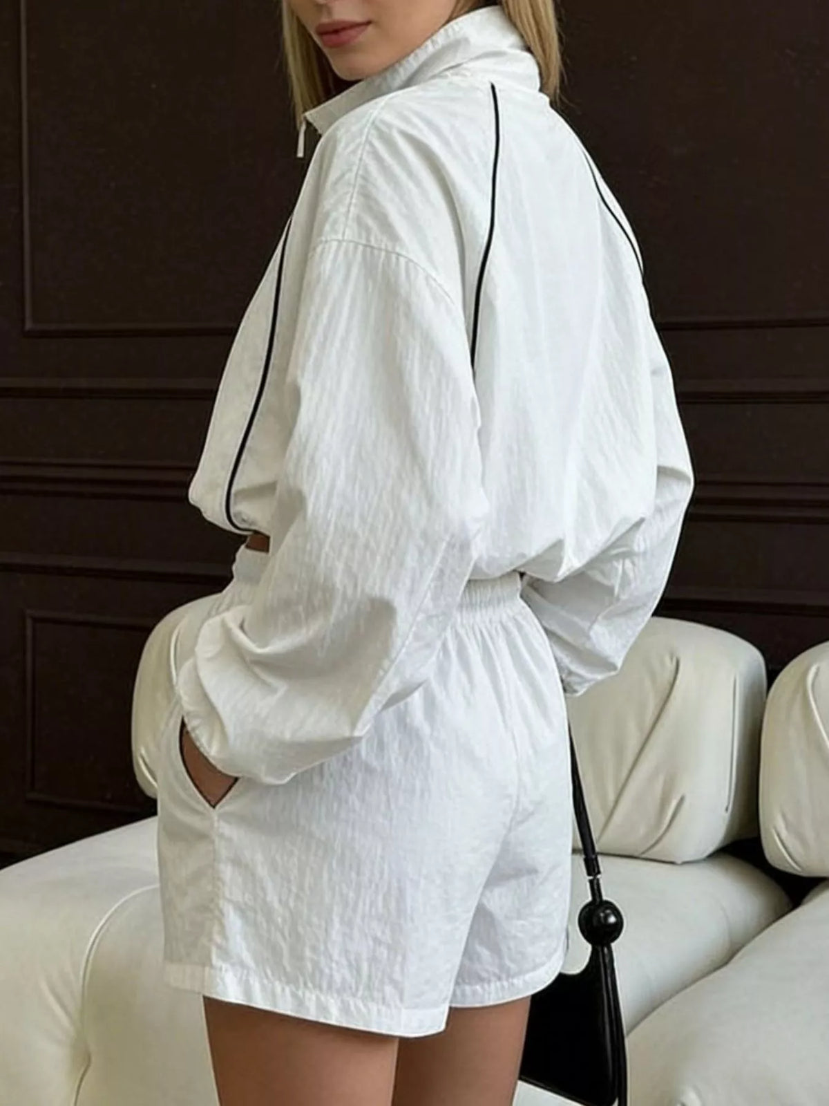Zip-Up Jacket and Shorts Two-Piece Set - photo 8