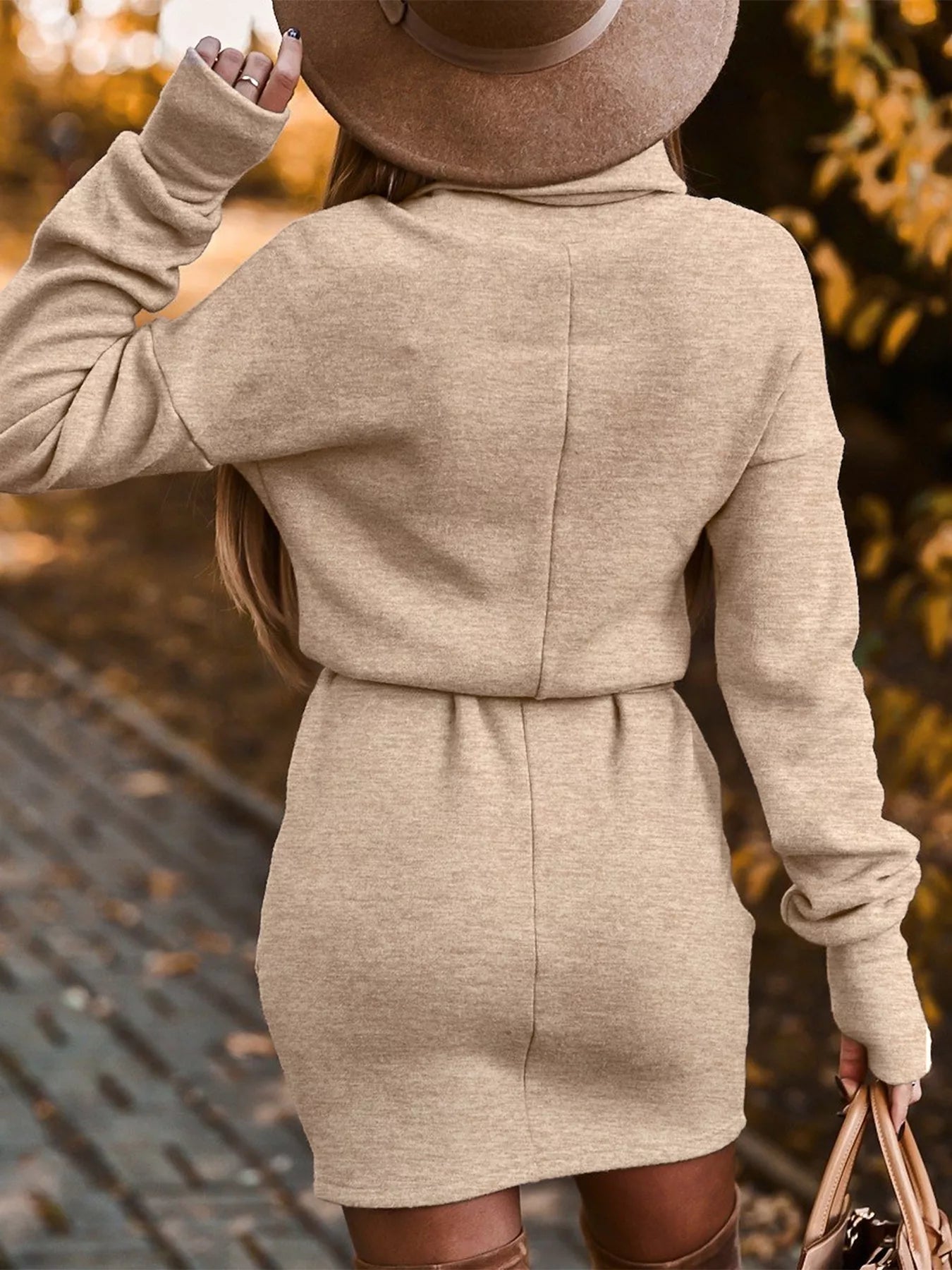 Turtleneck Belted Knit Dress Secondary image