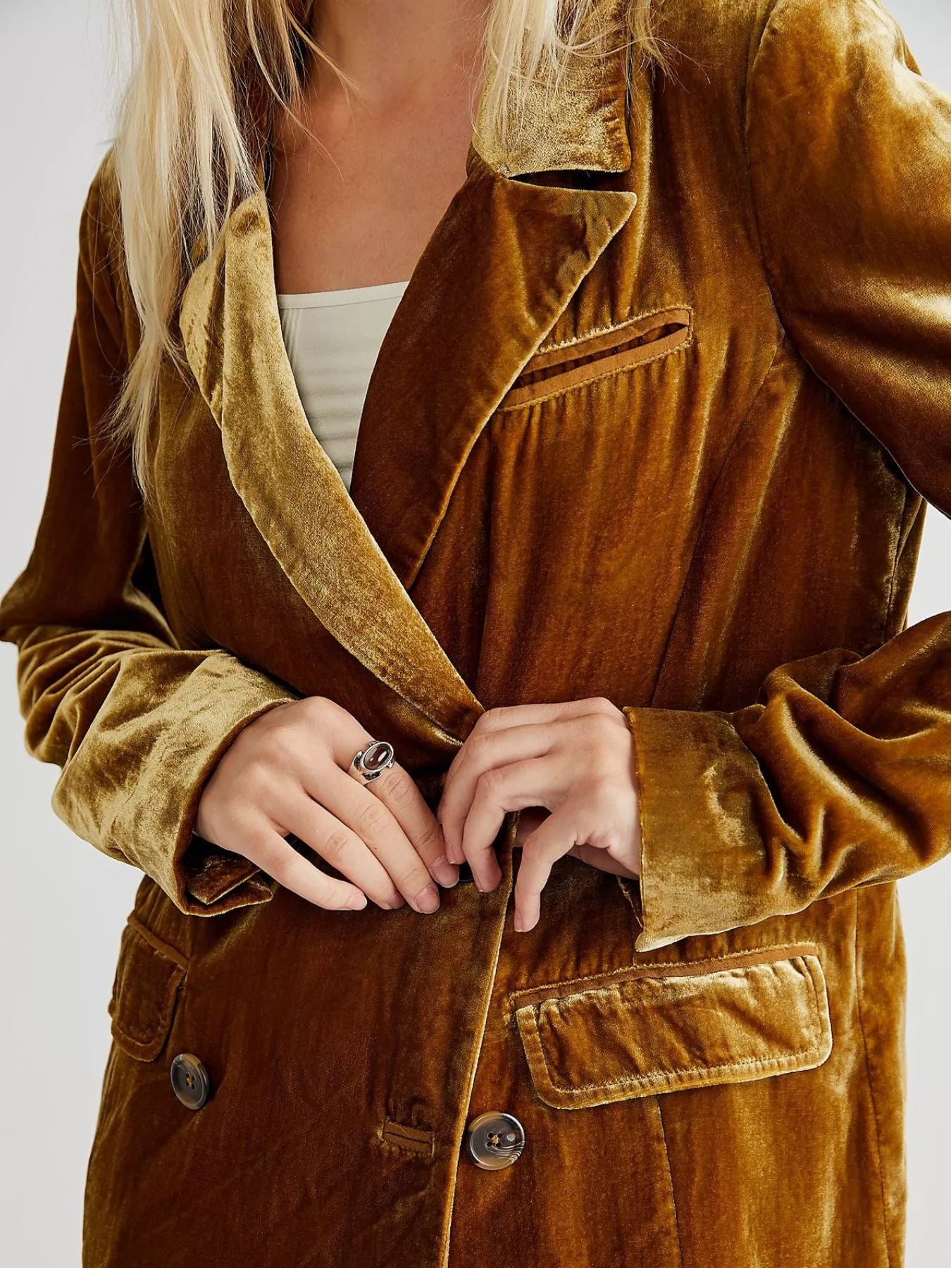 Lapel Collar Button Up Blazer Secondary image