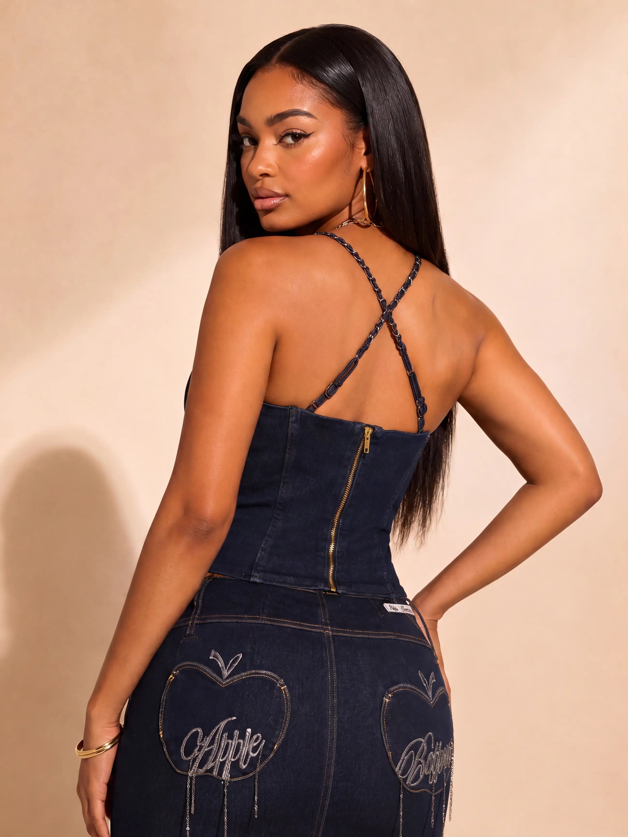 Denim Chain Link Corset Secondary image