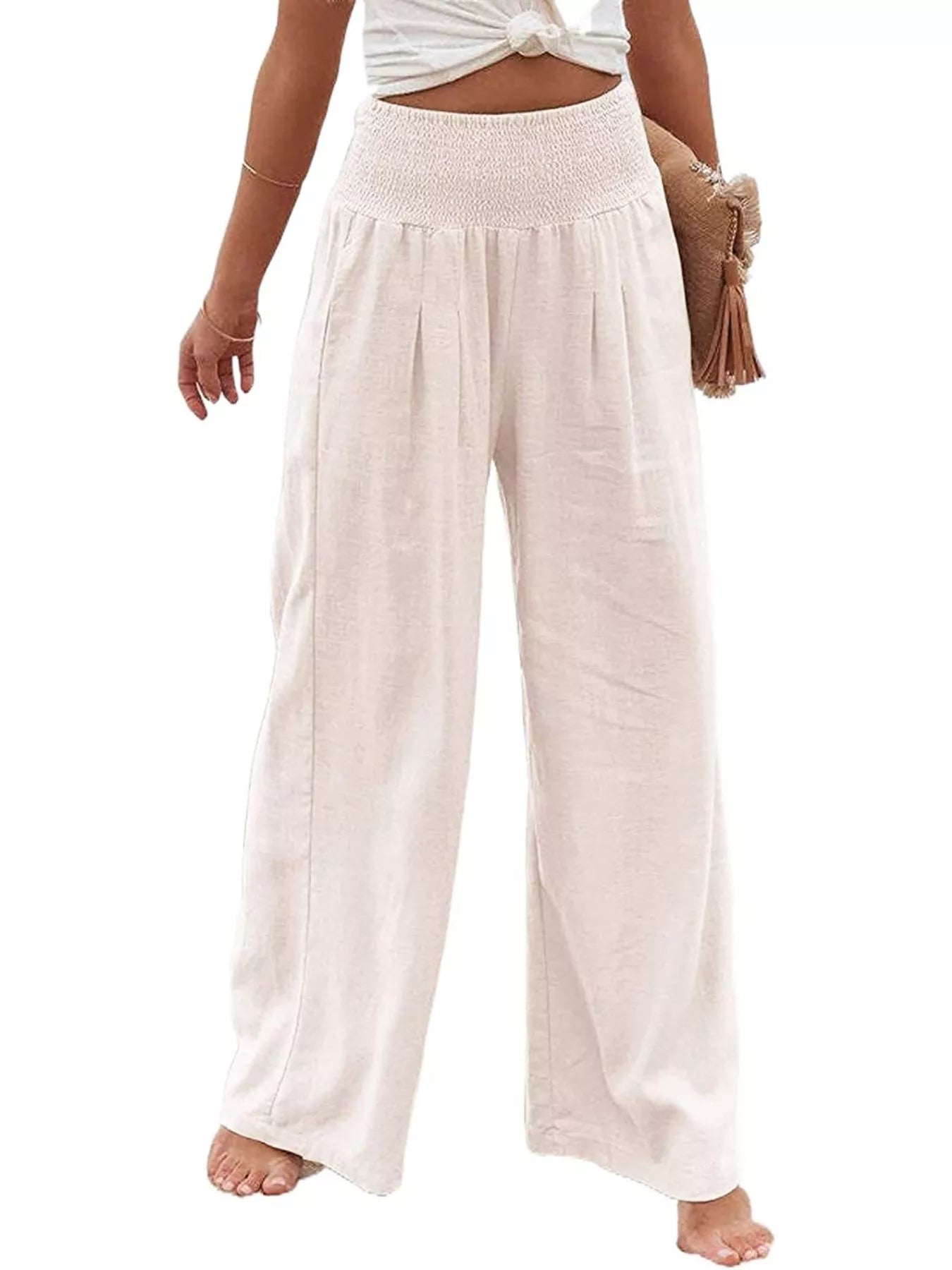 Smocked High Waisted Wide Leg Pants Secondary image