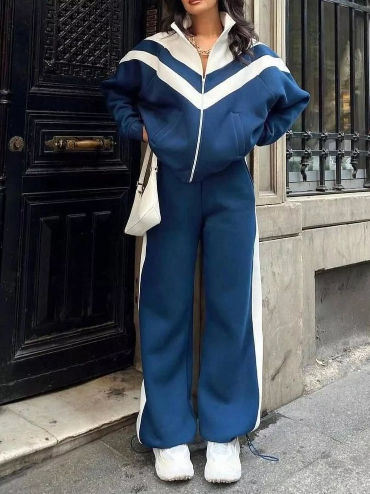 Color Block Zip-Up Outerwear and Pants Set - photo 13