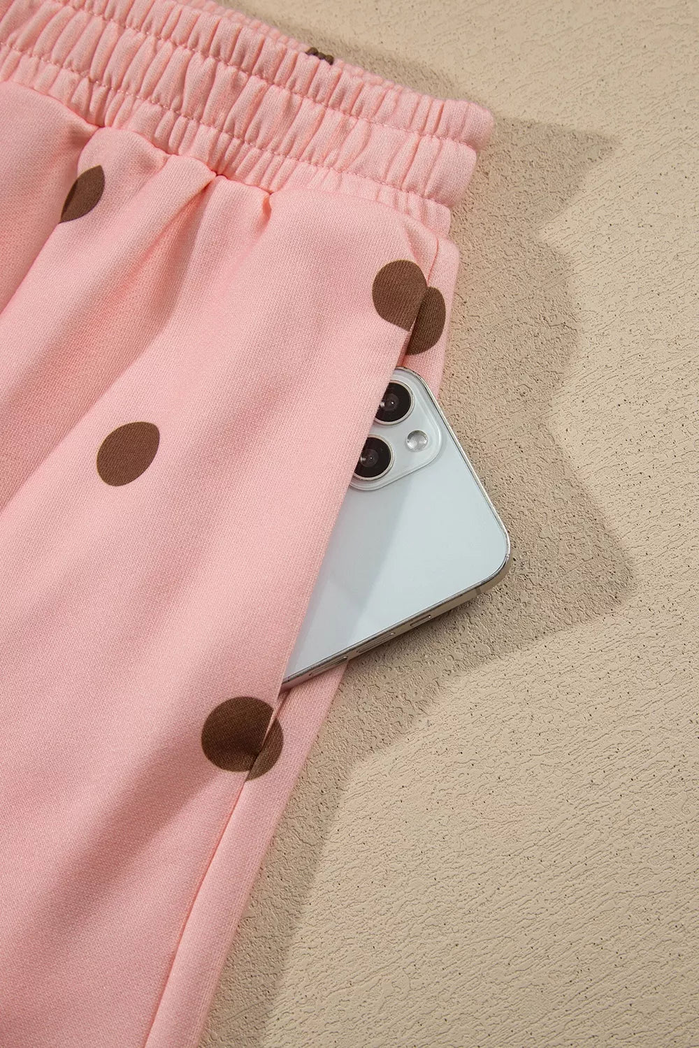 Polka Dot Long Sleeve Sweatshirt and Shorts Lounge Set - photo 10