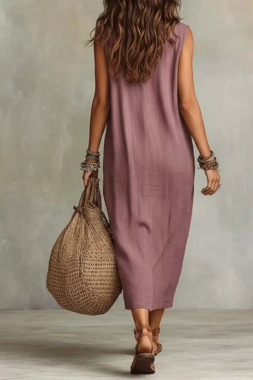 Sleeveless Drape Neck Midi Dress Secondary image