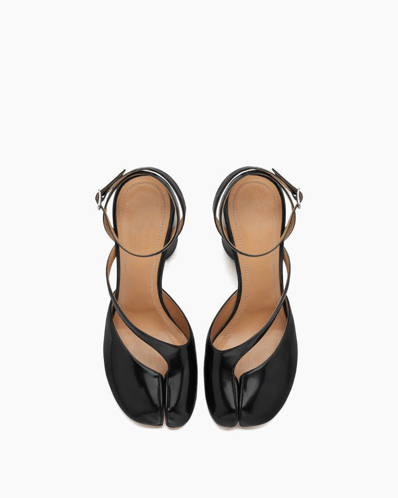 Tabi Leather Split Toe Block Heel Sandals