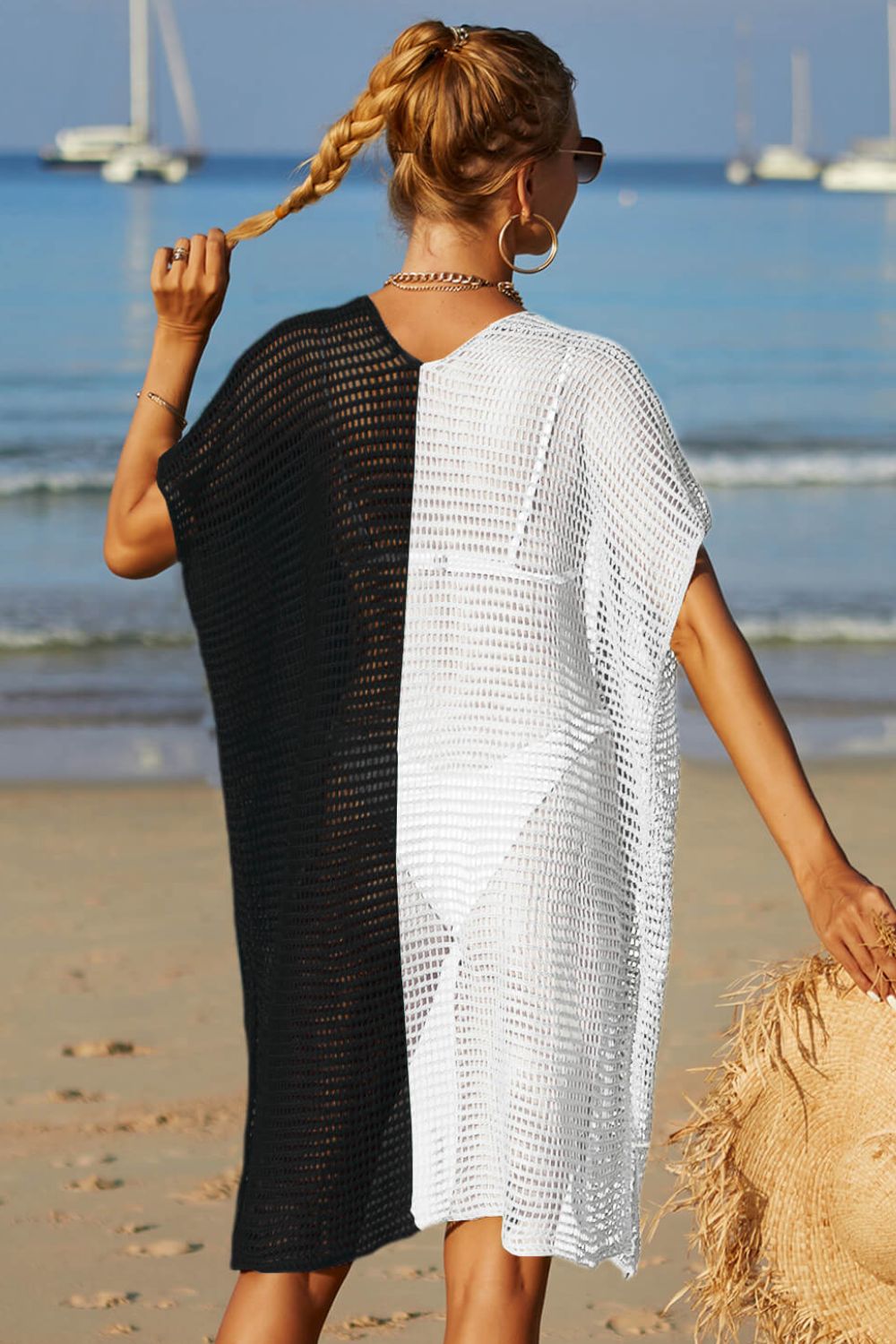 Angel Wings Two-Tone Side Slit Open Front Cover Up Secondary image