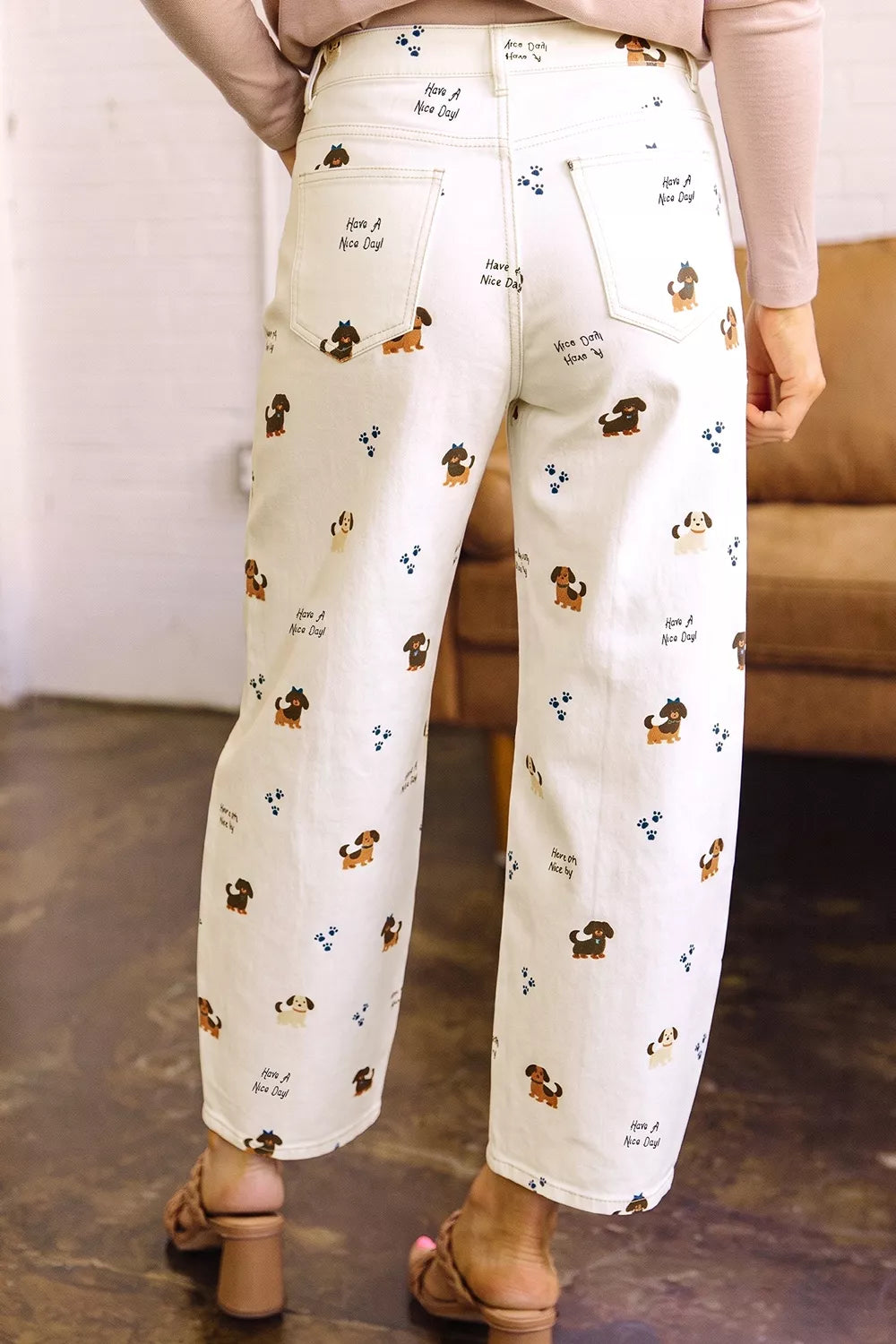 Abstract Dog Print Wide Leg Jeans Secondary image