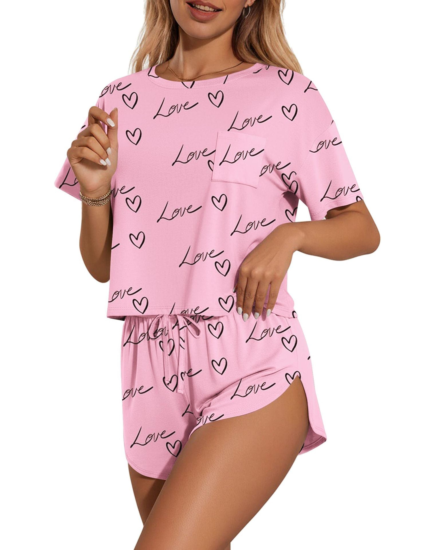 Printed Round Neck Tee and Shorts Set Secondary image