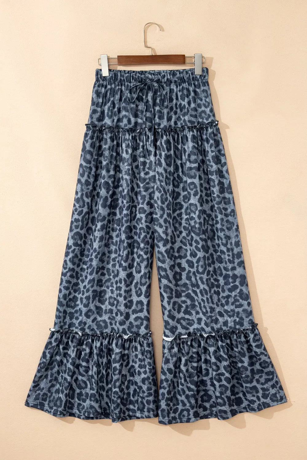 Leopard Print Frilled Detail Drawstring Wide Leg Pants Secondary image