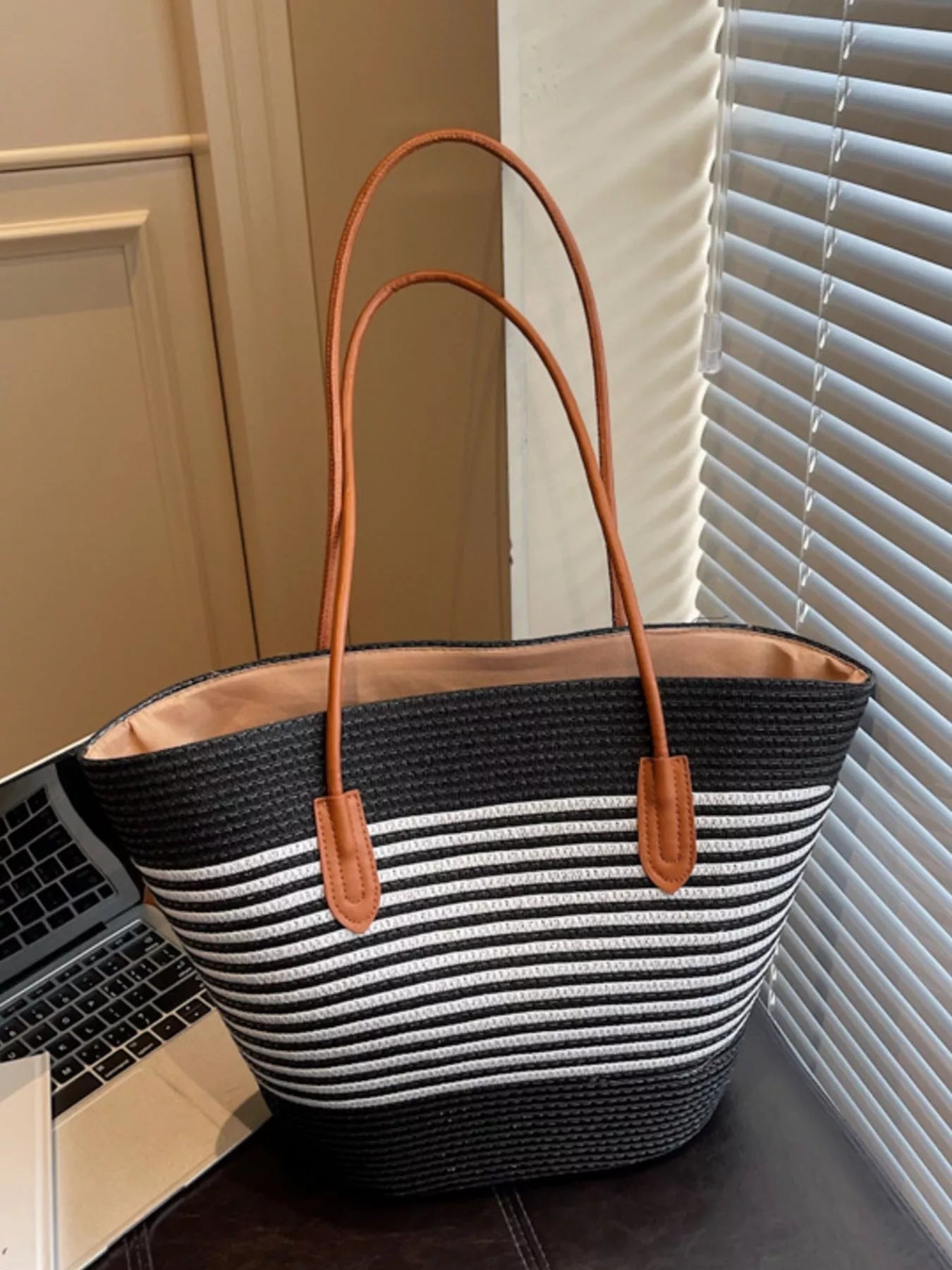 Striped Woven Shoulder Bag Secondary image