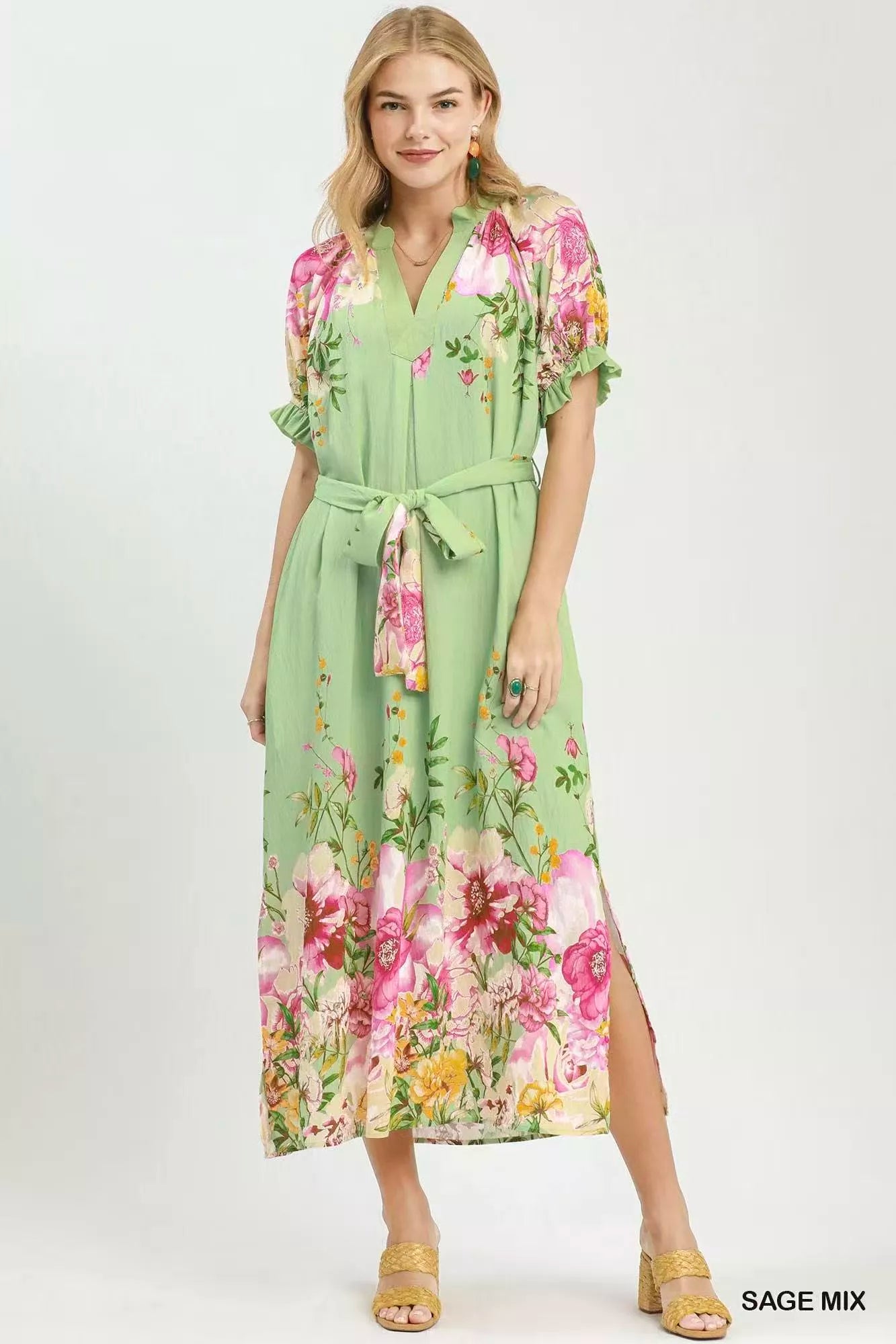 Umgee Mix Floral Border Print Midi Dress Secondary image