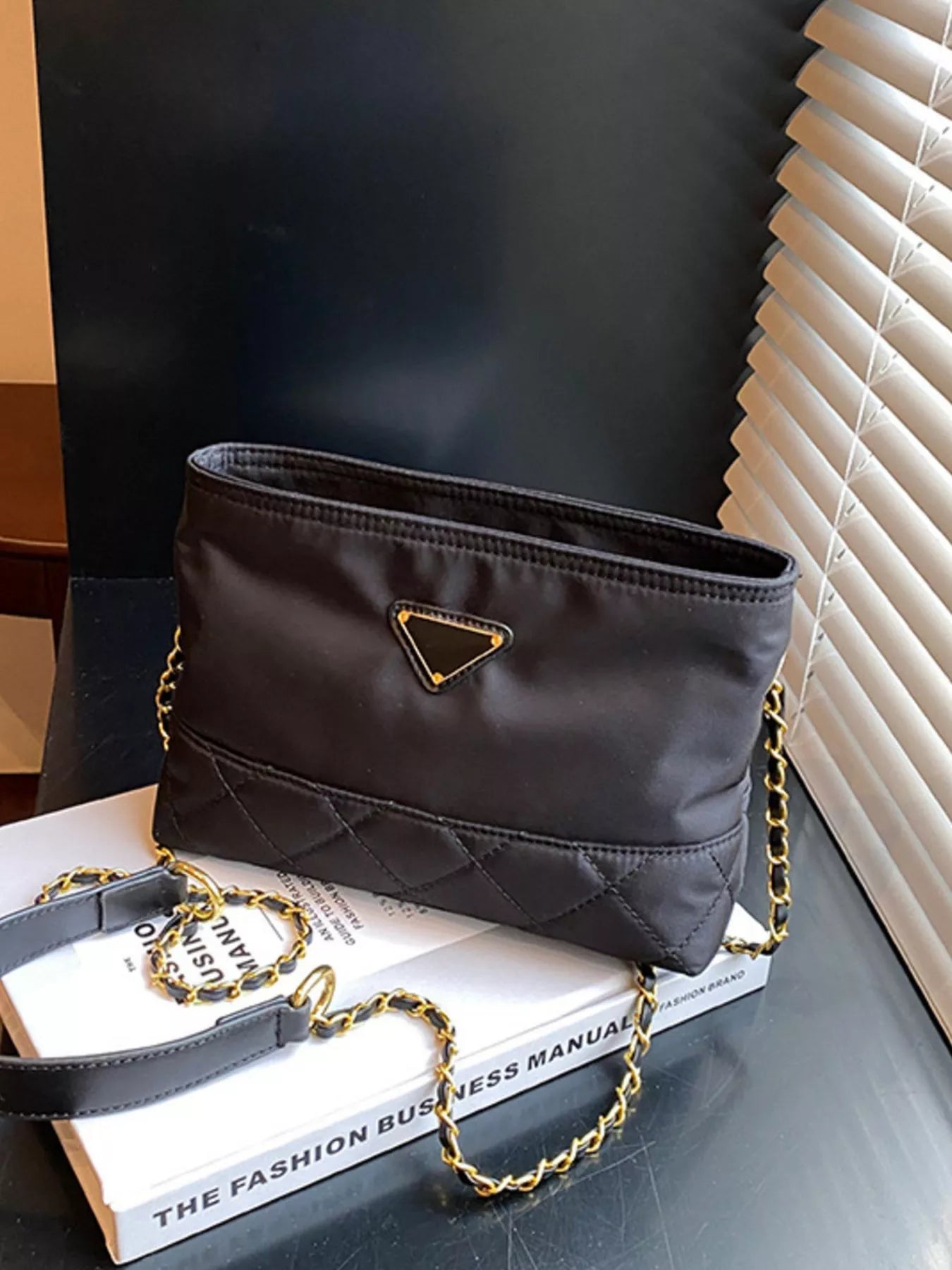 Quilted Crossbody Bag with Chain Strap Secondary image
