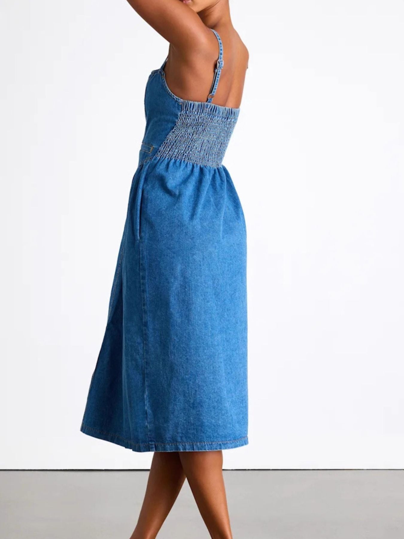 Button-Front Midi Denim Dress Secondary image