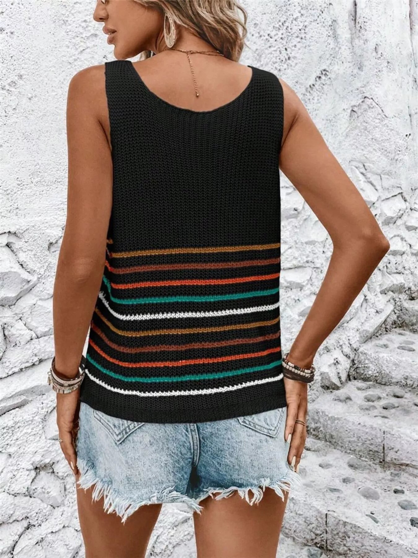 Striped V-Neck Sweater Vest Secondary image