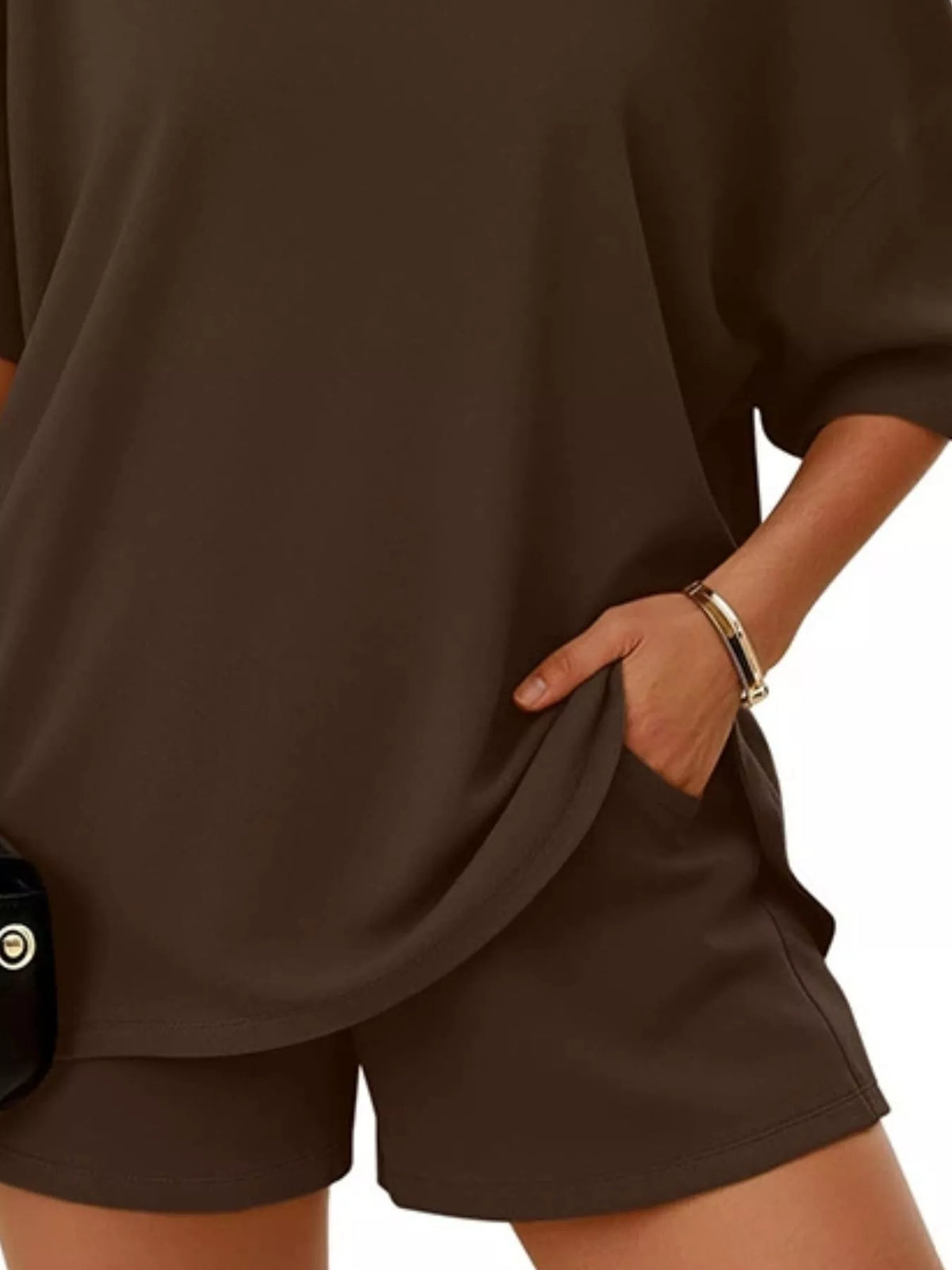 One-Shoulder Short Sleeve Top and Shorts Set - photo 12