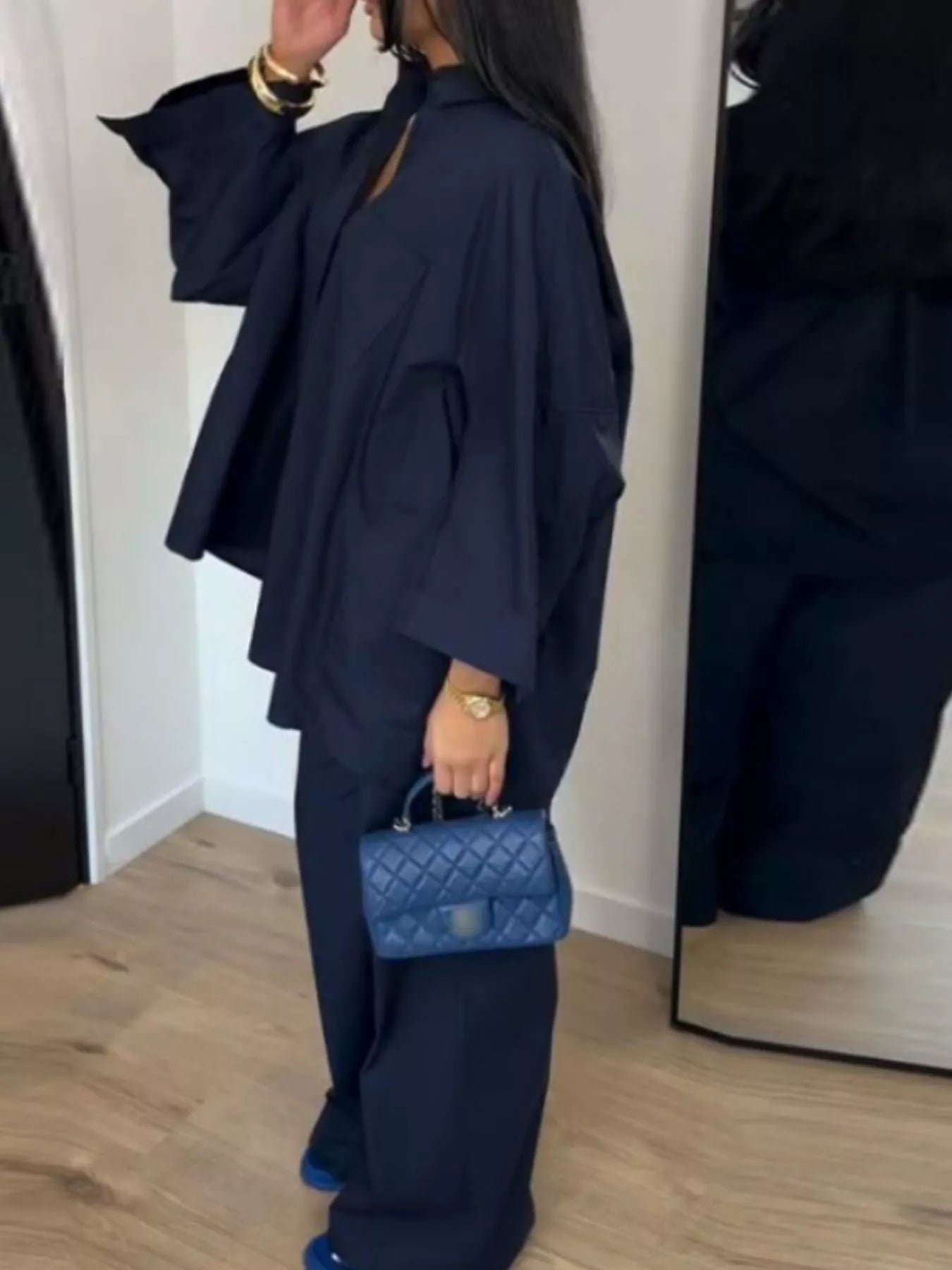 Button-Down Shirt and Wide-Leg Pants Two-Piece Set Secondary image