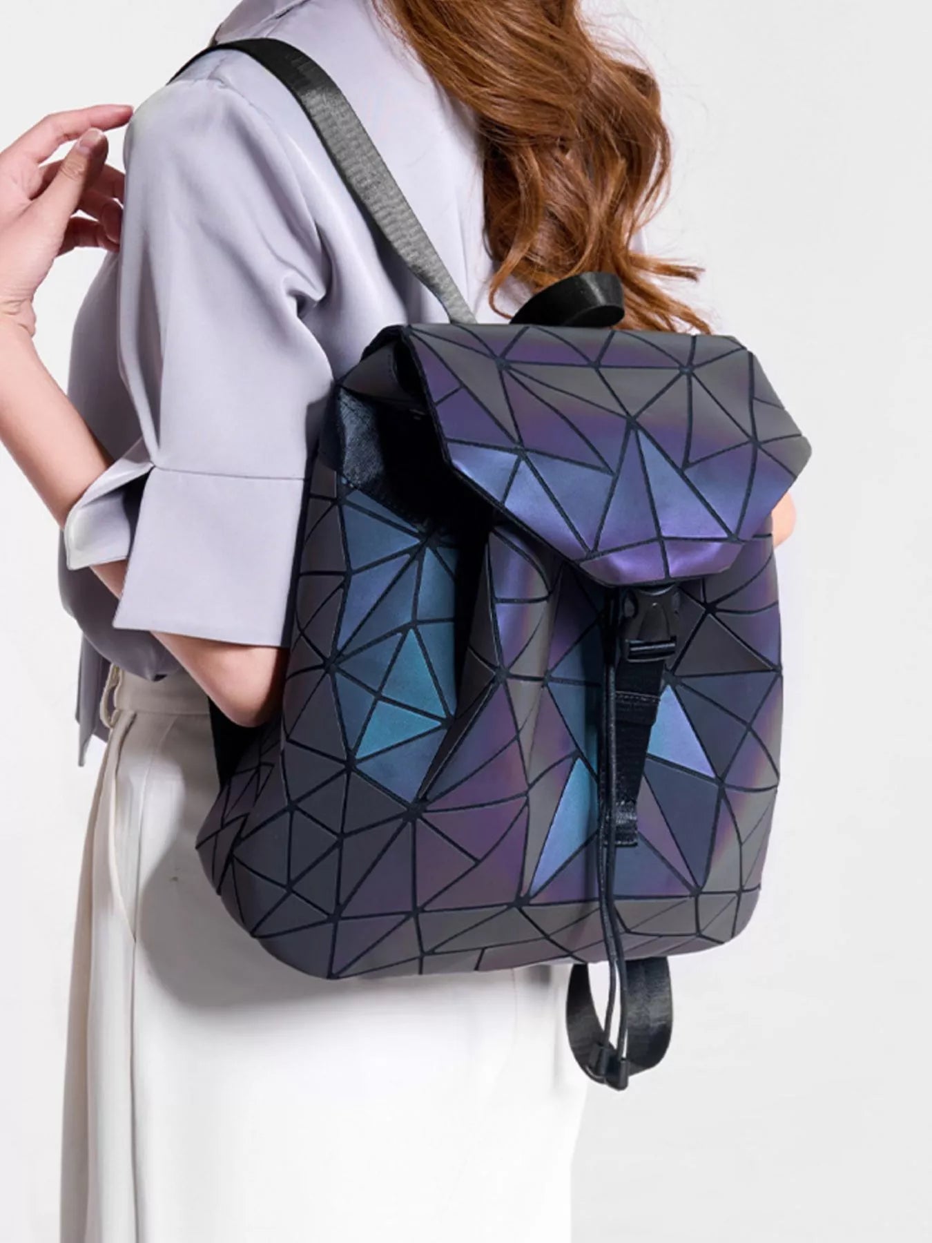 Geometric Buckle Backpack Bag Secondary image