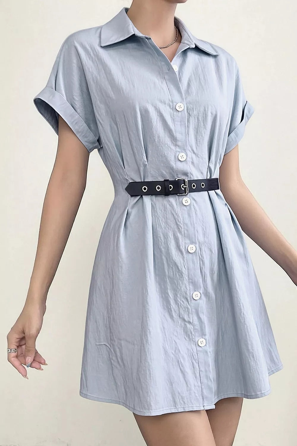 Button Up Short Sleeve Shirt Dress Secondary image