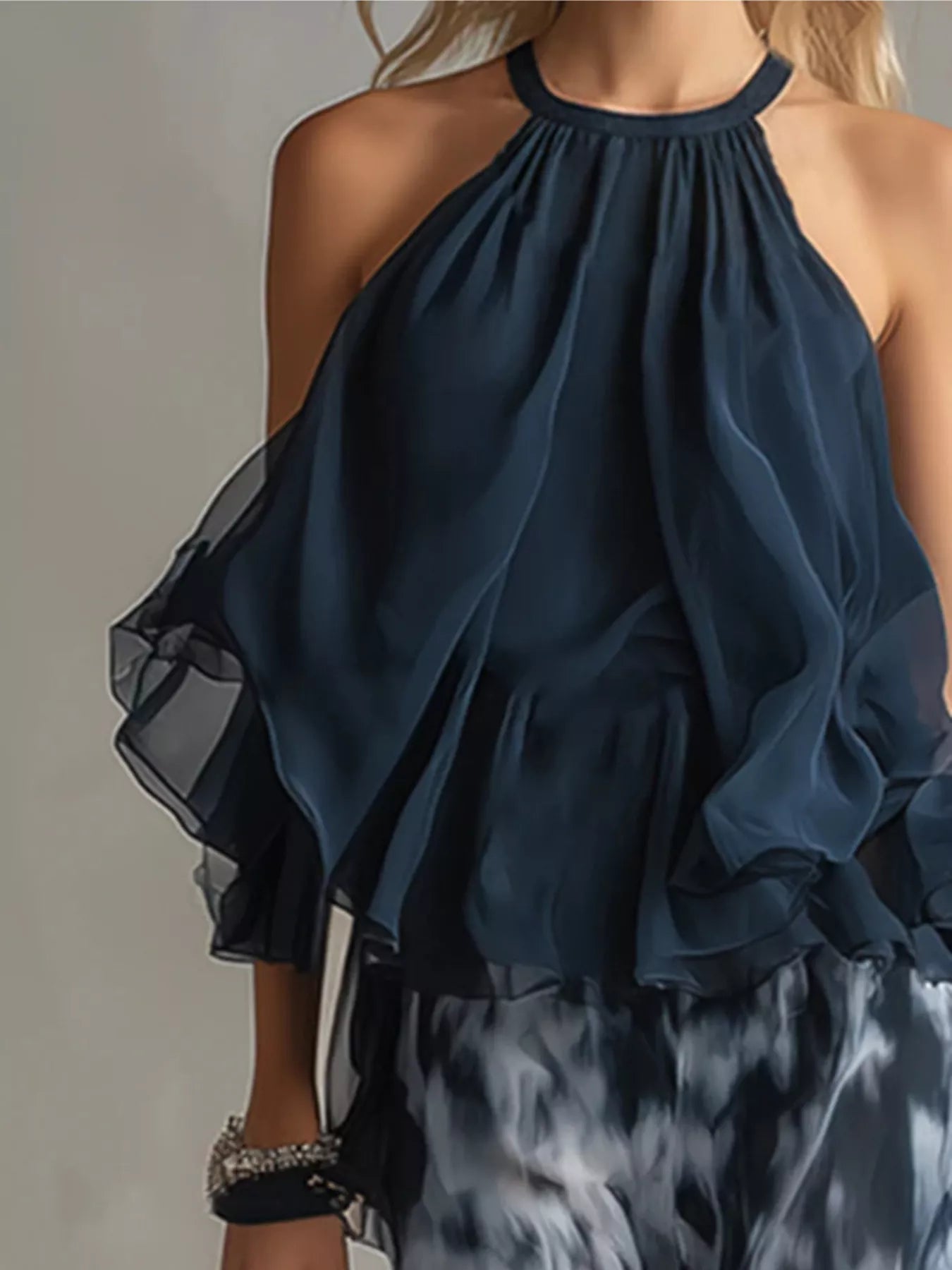 Sleeveless Top and Tie-Dye Wide-Leg Pants Set Secondary image