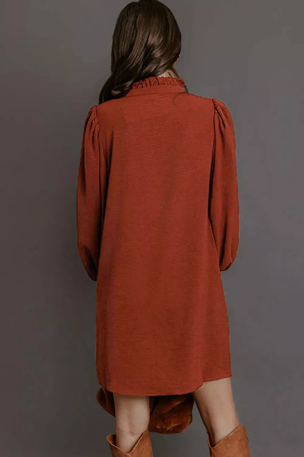 Solid Shift Long Sleeve Short Length Dress Secondary image