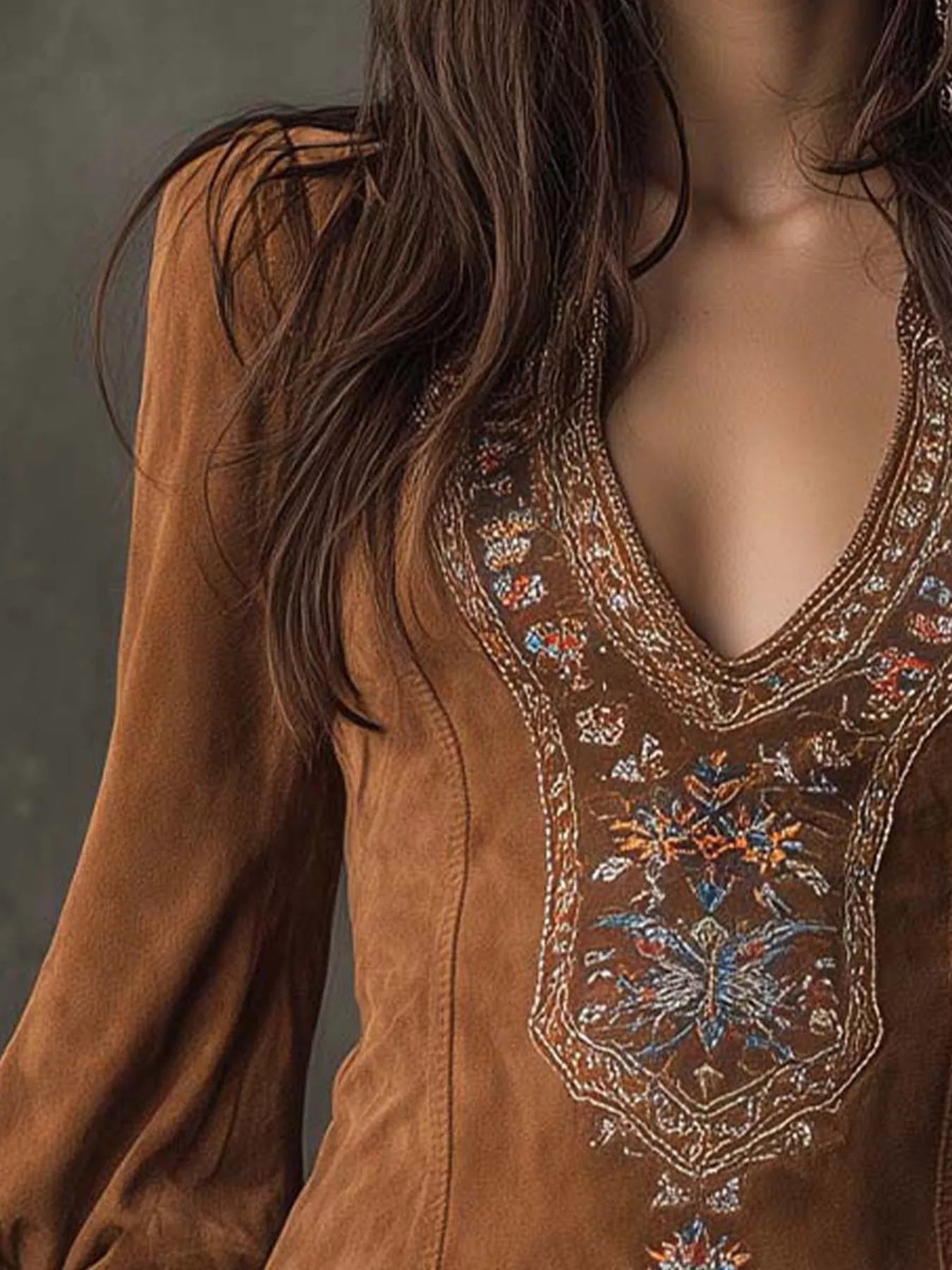 Embroidered Lantern Sleeve Mini Dress Secondary image