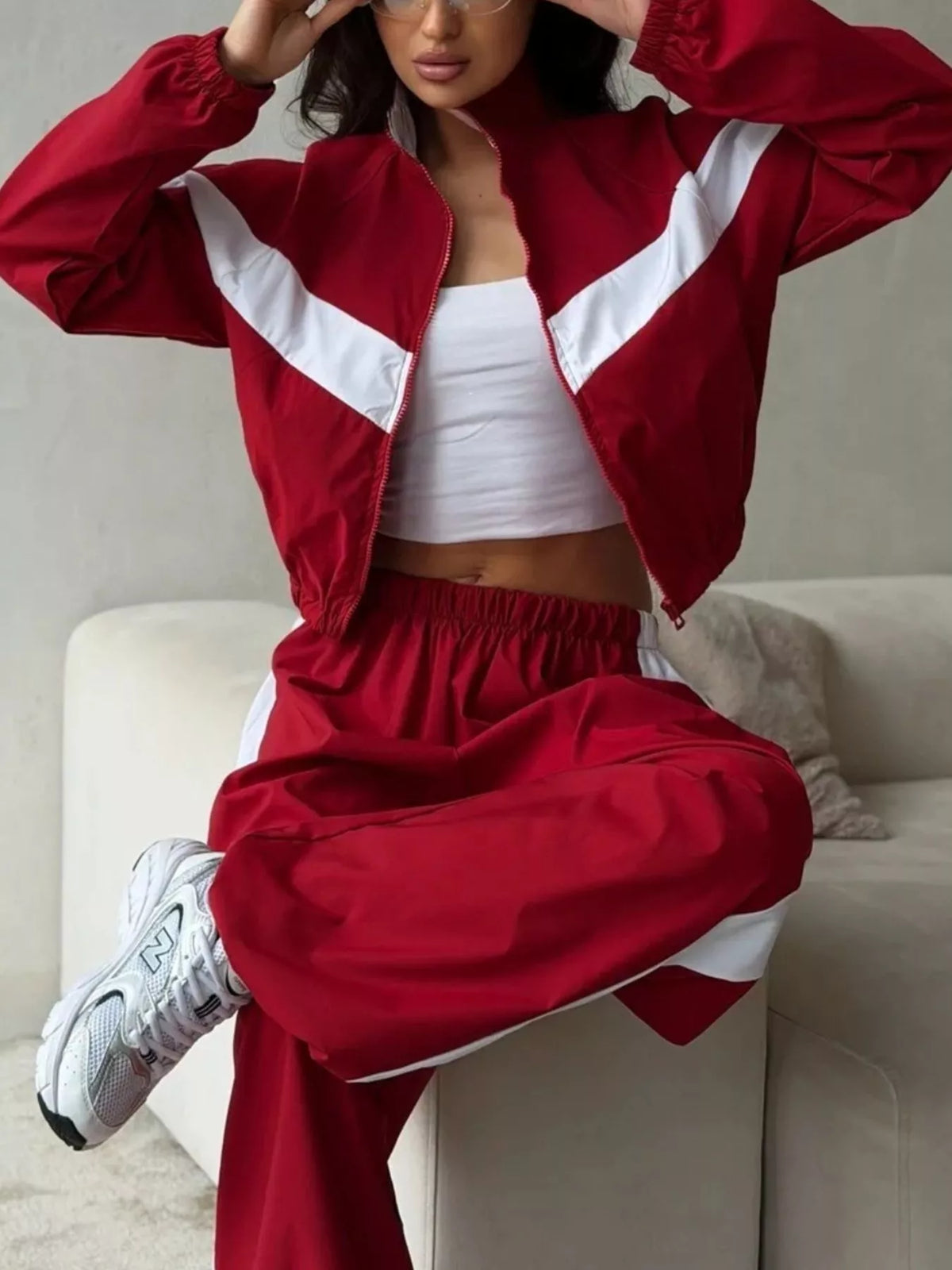Color Block Zip Up Outerwear and Pants Set - photo 6