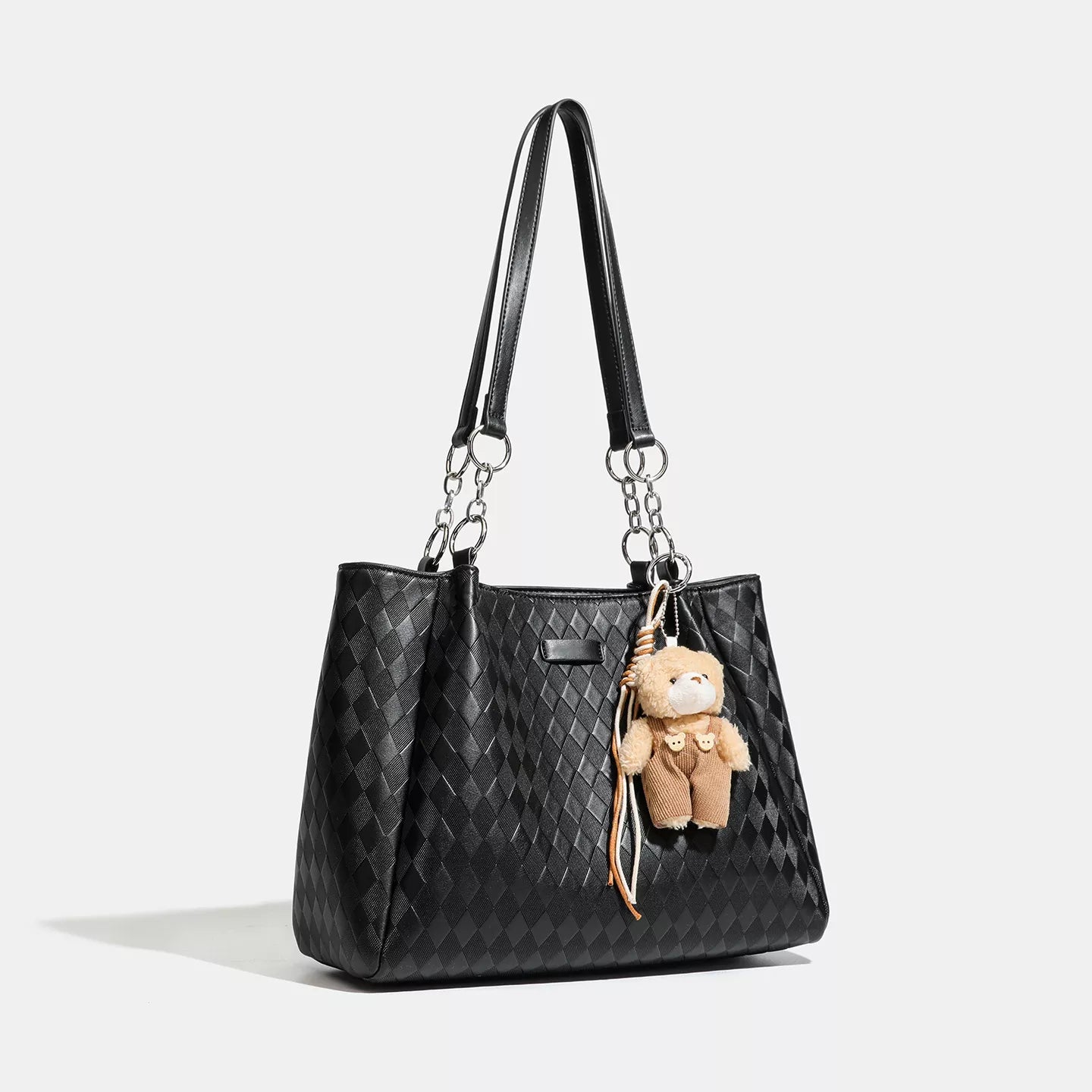 Bear Charm Leather Tote Bag Secondary image
